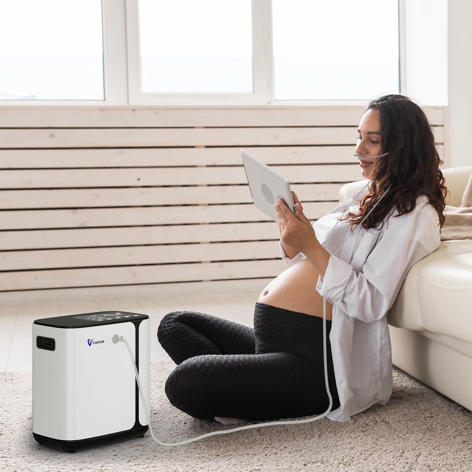 Concentratore di ossigeno mobile, dispositivo di ossigeno per casa, 1 – 6 l/min, concentrazione 93%, timer (0,5 – 4 ore), ciclo di lavoro 24 ore per auto, gite e viaggi (istruzioni in tedesco)