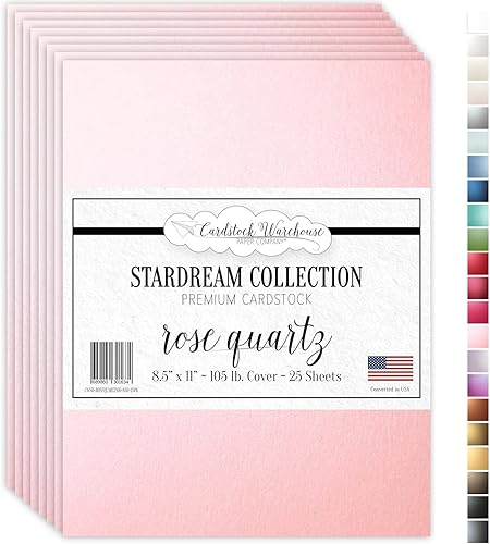 Cardstock Warehouse - Papel de cartulina metálica rosa de cuarzo rosa, 8.5 x 11 pulgadas, 105 libras, cubierta de 10.02 ozm, 25 hojas de Cardstock
