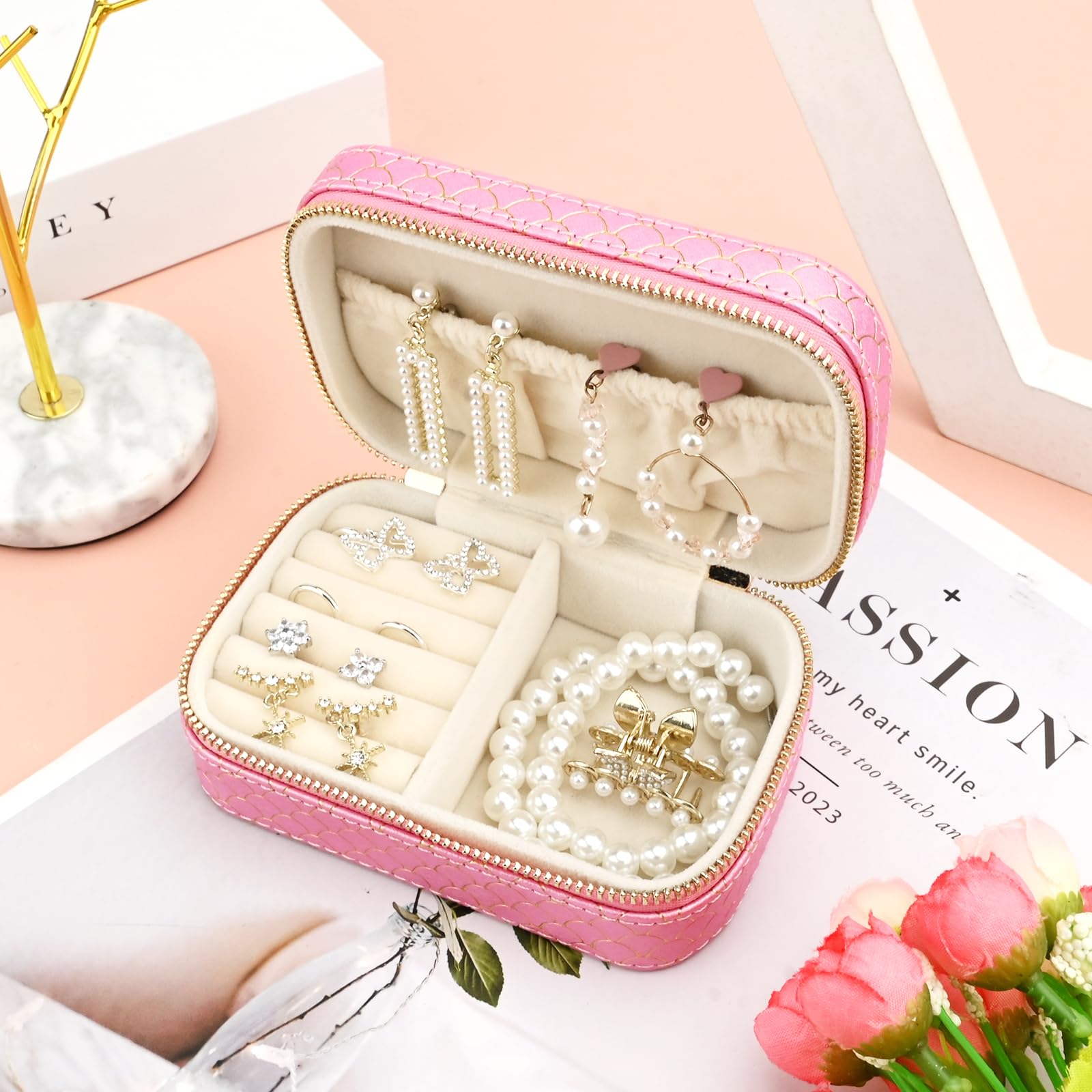 Healeved Petite Boîte à Bijoux Portable Avec Verrou Kiss Lock