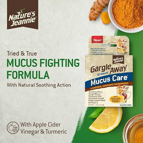 Miniatura 4 de Gargle Away by Nature's Jeannie All Natural Mucus Care - Calma el moco, el goteo posnasal, la tos persistente, 6 paquetes, sabor a limón y jengibre