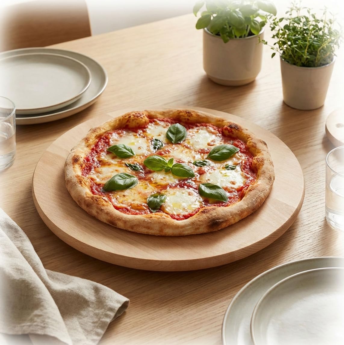 Deska drewniana OBROTOWA 30 cm okrągła na przystawki DO SERWOWANIA sery pizza