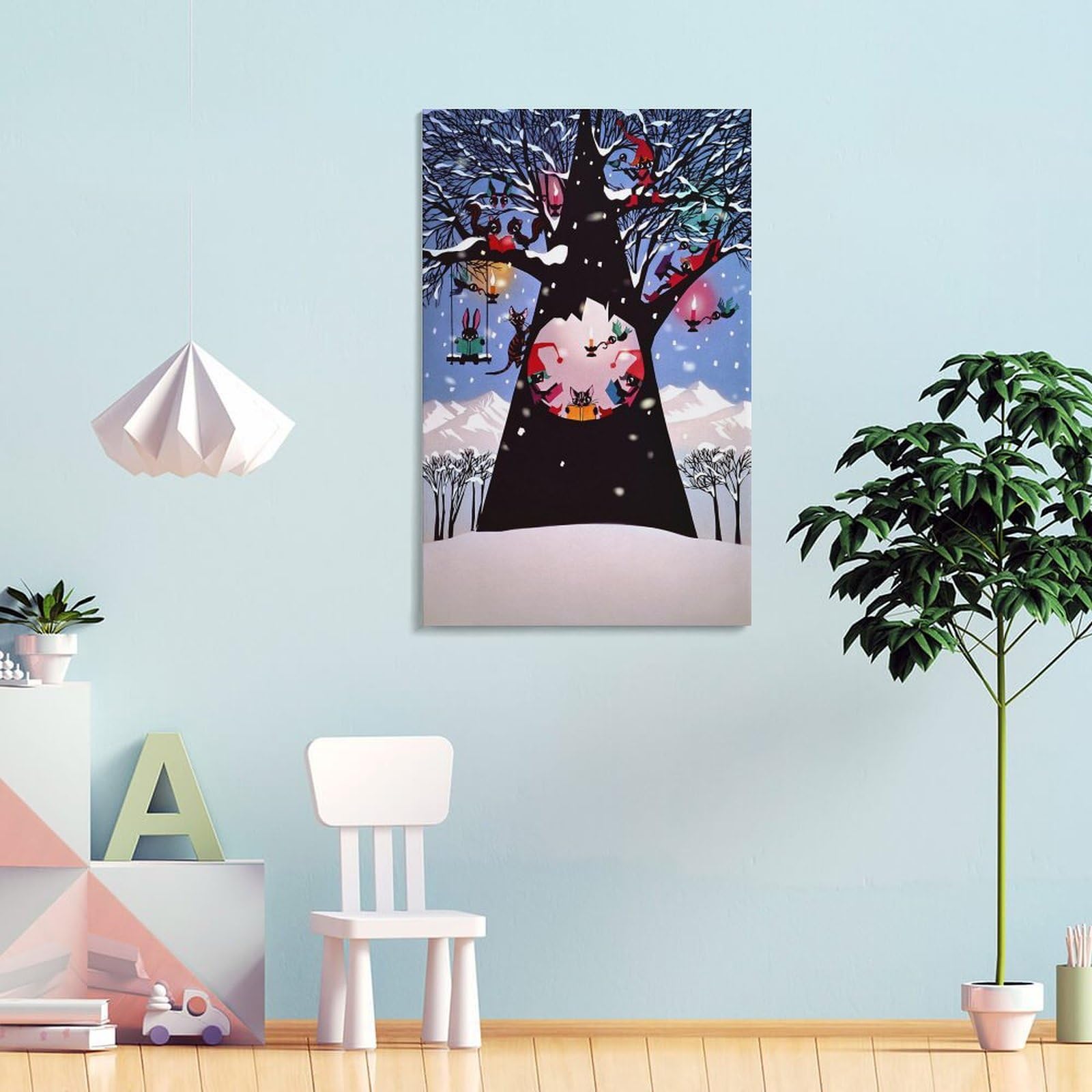 雪の裏の庭 B2ポスター 東屋　藤棚 Amazon.co.jp: 藤城清治 雪の中の木の遊び 絵画 ポスター 工芸品の装飾