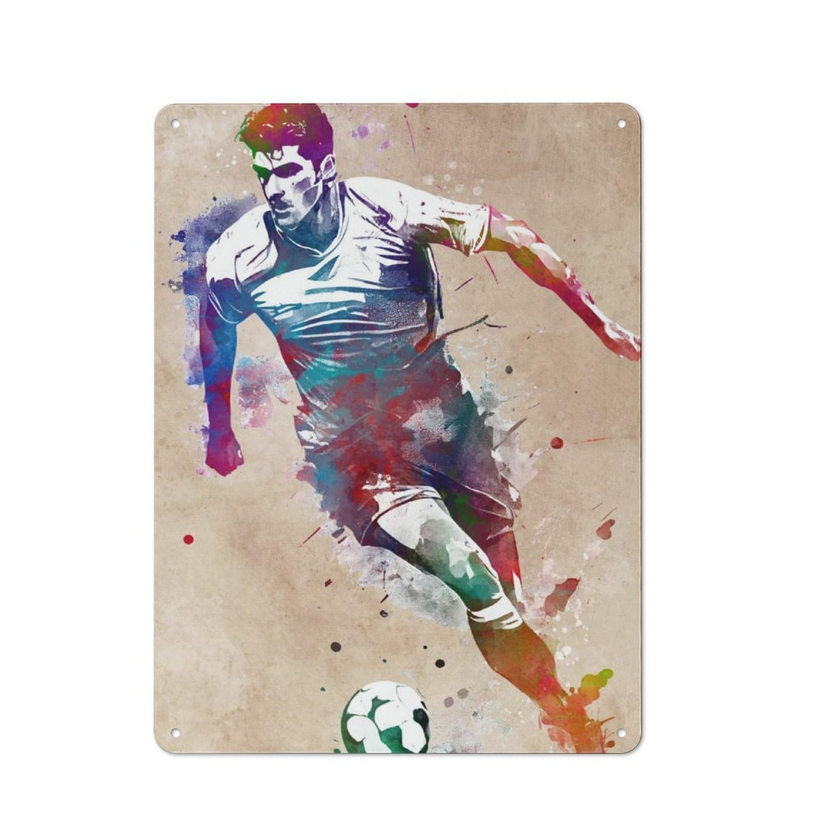 Junmoney Soccer Player 40X30cm Retro Metal Sign With For Café Or Restaurant, For Collectors Decorating Cafés And Restaurants