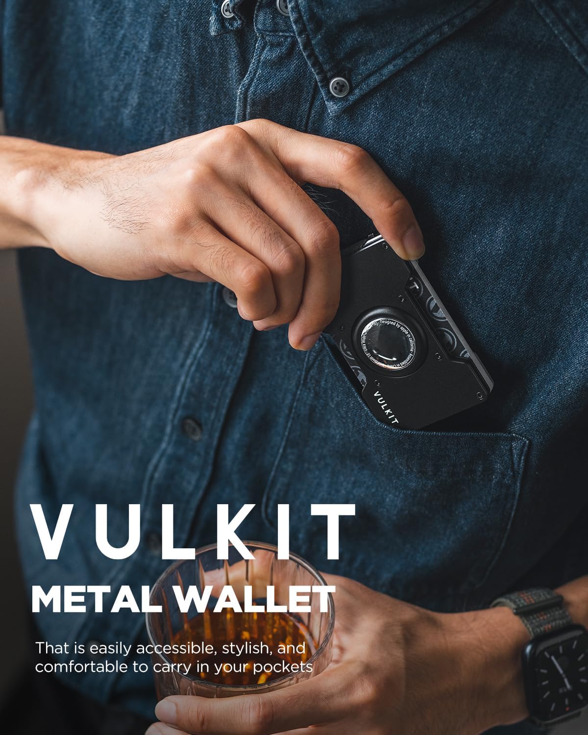 VULKIT Men's Metal Wallet with Money Clip, Slim Credit Card Holder with Airtag Holder, Minimalist Front Pocket Wallet for Men(Black) - Image 6