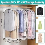 ANBOO 60" X 24" X 10" Garment Bags for Storage, 3 Pack Clear Garment Bags for Hanging Clothes, Gowns, Suits And Dresses