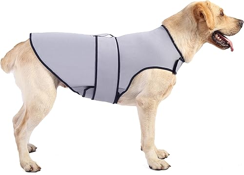 Dog Anxiety Jacket,Dog‘s Thunder Calming Shirt Wrap Vest for Large Dogs,Travel, Fireworks, Separation, Bluish Grey L