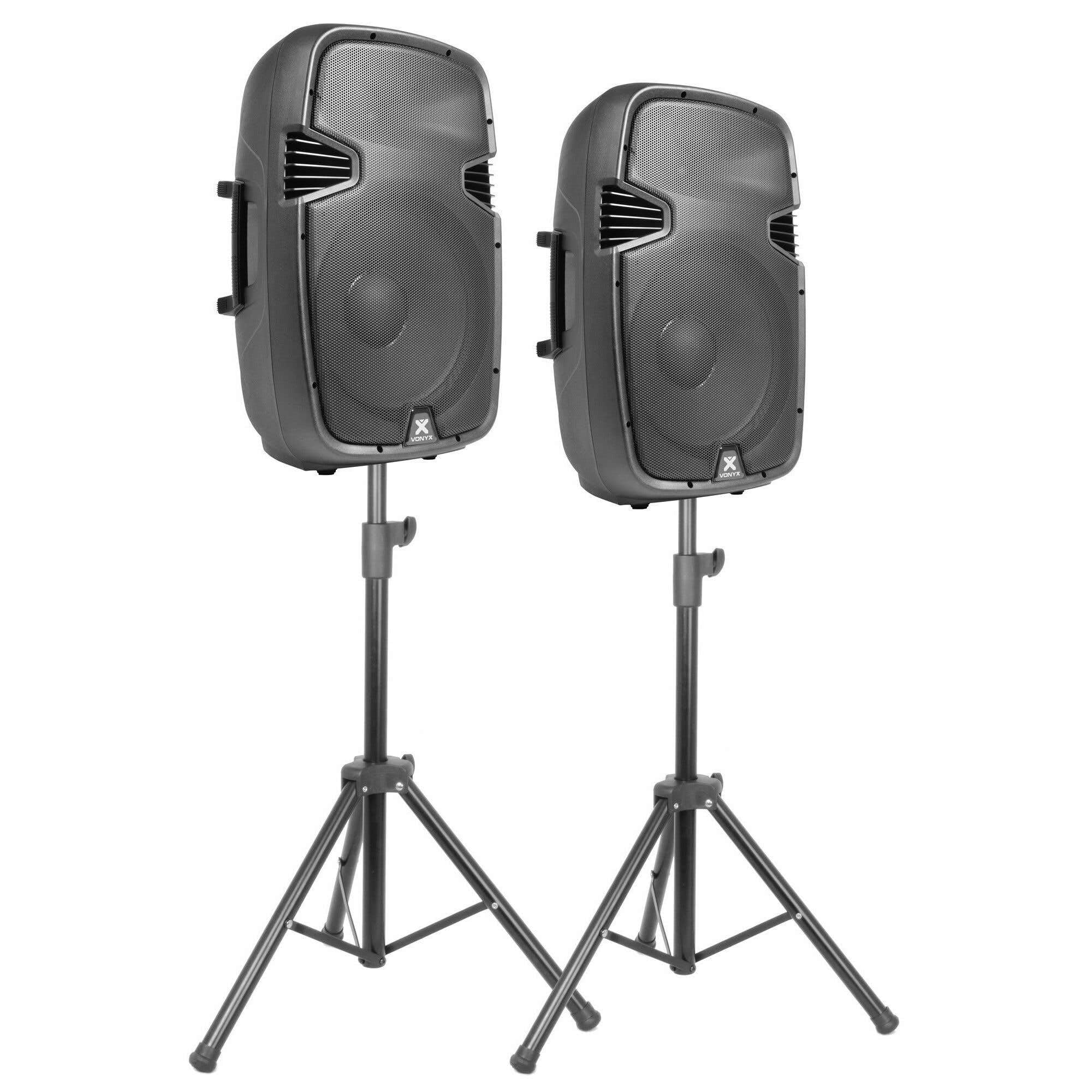 VONYX PSS302 Sono Portable 10" SD/USB/MP3/BT avec Pieds - Amplificateur Intégré - Mini Table de Mixage Intégrée - Puissance de 300 Watts - 8 Canaux - Technologie sans Fil Bluetooth