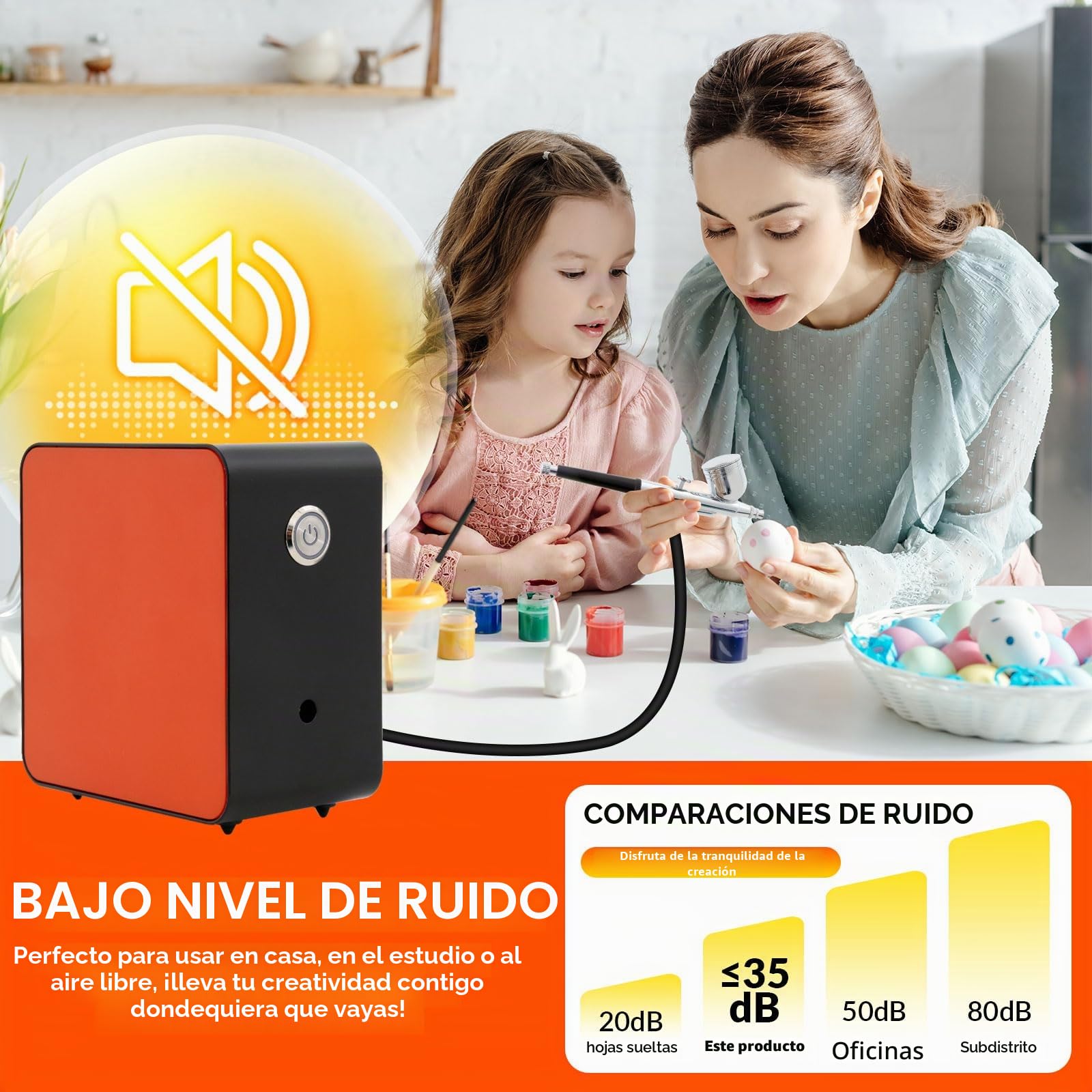 Mini Kit Aerógrafo con Compresor 40 PSI, Pistola Doble Acción, 3 Modos y Boquillas de 0,2/0,3/0,5 mm, Profesional Airbrush para Modelismo, Tartas, Uñas y Cosmética