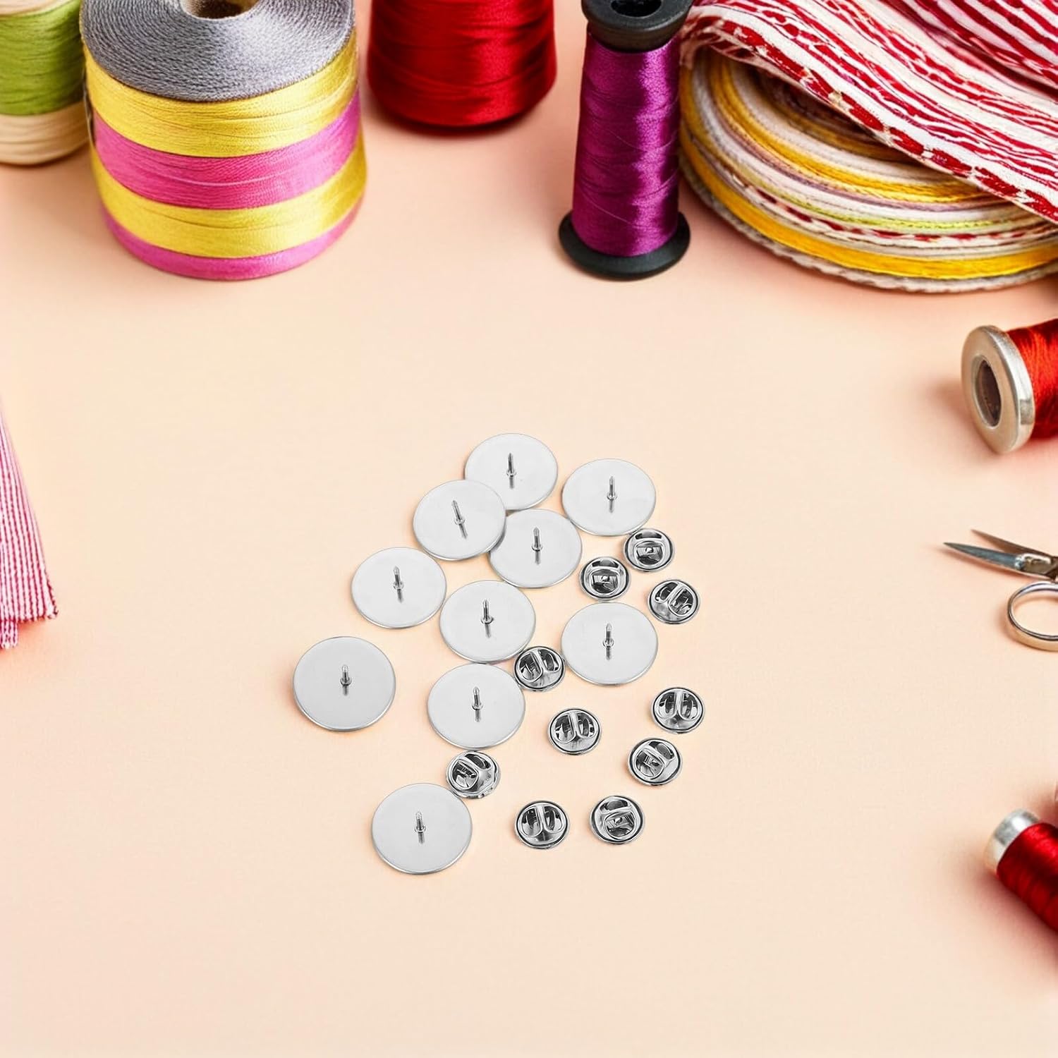 jojofuny 50pcs 20mm Stainless Steel Brooch Pin Backs Clasp Set with Locking Butterfly Clutch, Metal Pin Backings for DIY Jewelry Making, Badge Crafting, and Embroidery Supplies