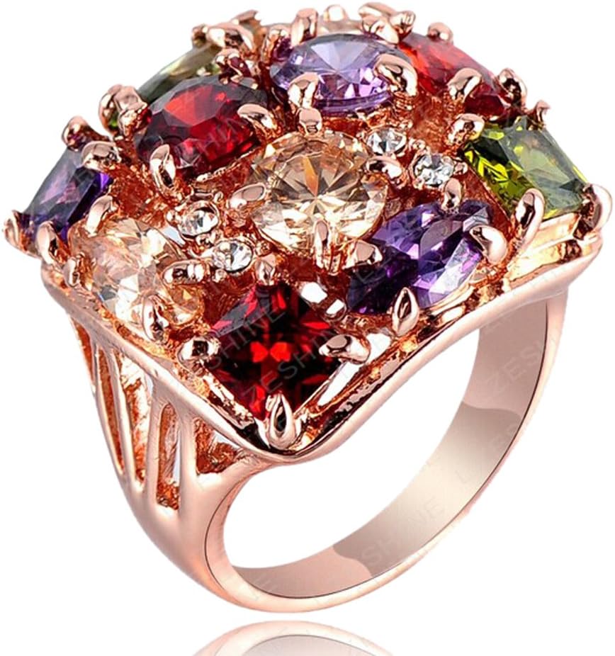 2016 New Gold 18k Rose Gold Color Retention Austrian Crystal Square Ring 0284 (20mm)