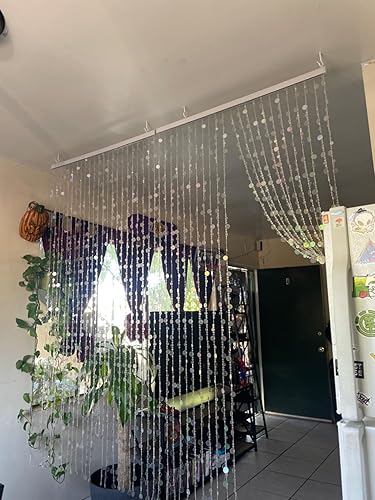 Miniatura 8 de FlavorThings Cortina de cuentas de burbujas doradas de 3 pies de ancho x 6 pies de largo, cortina de pared con flecos, ventana divisora de
