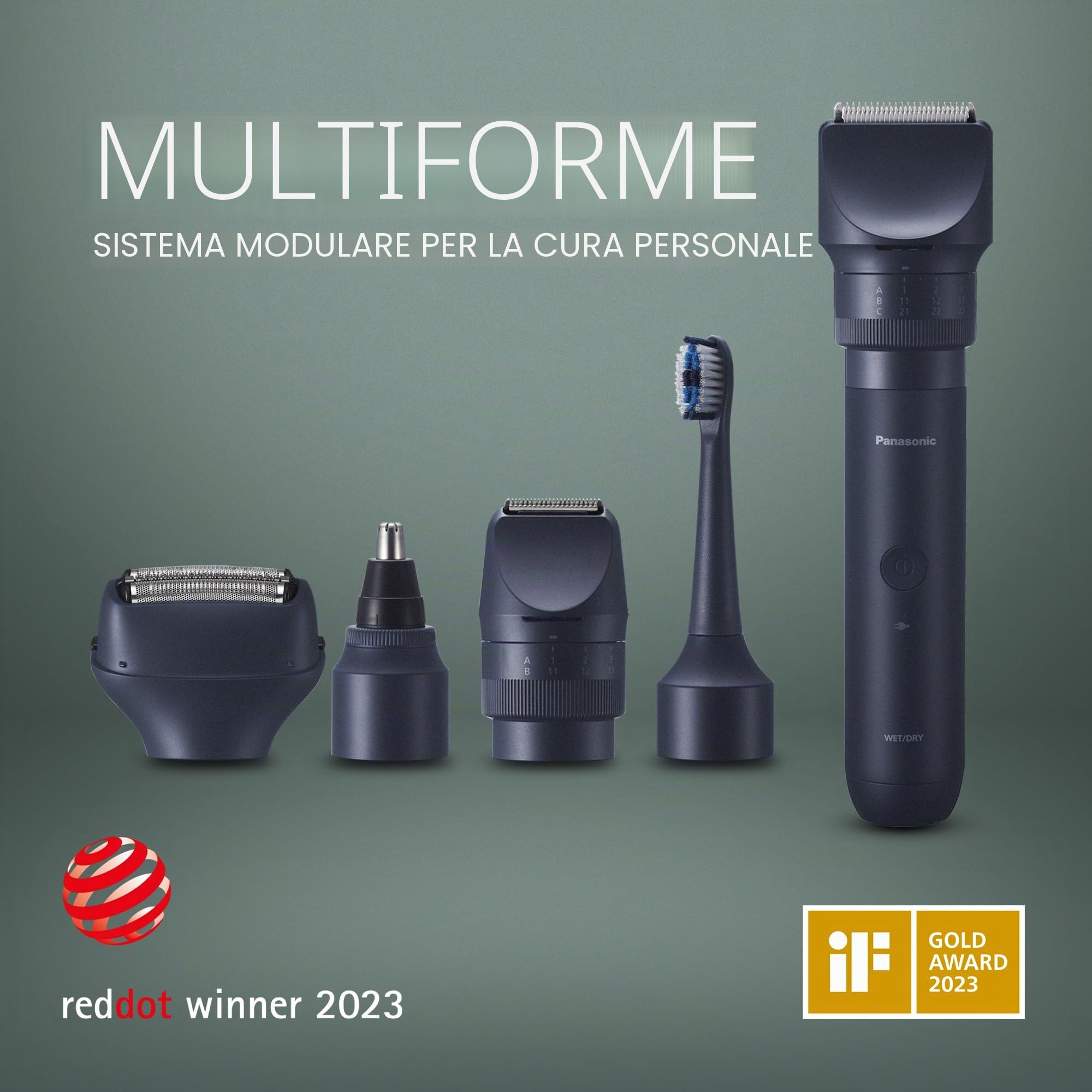 Panasonic MULTISHAPE Sistema Modulare per la Cura della Persona ER-CTW1, regolabarba e tagliacapelli per uomo con batteria ricaricabile agli ioni di litio