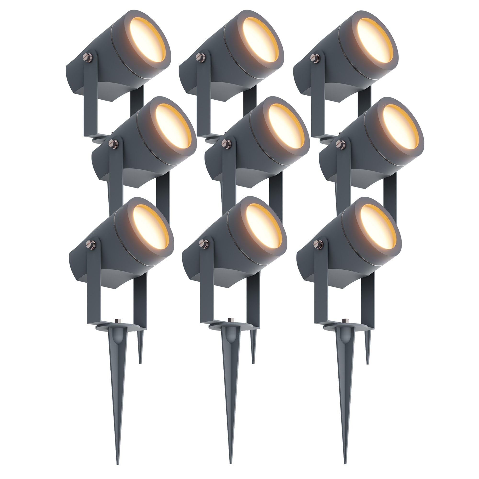 Ledvion 9er Set Gartenstrahler mit Erdspieß IP44 GU10 1W ohne Leuchtmittel | Fuer Garten Terrasse Einfahrt Wege Beete und dekorative Aussenbeleuchtung