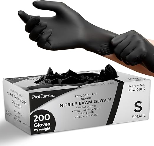 Black Nitrile Disposable Gloves | 200-Pack | Latex-Free for Medical, Surgical, Cleaning, Food Prep, Cooking, Tattoo