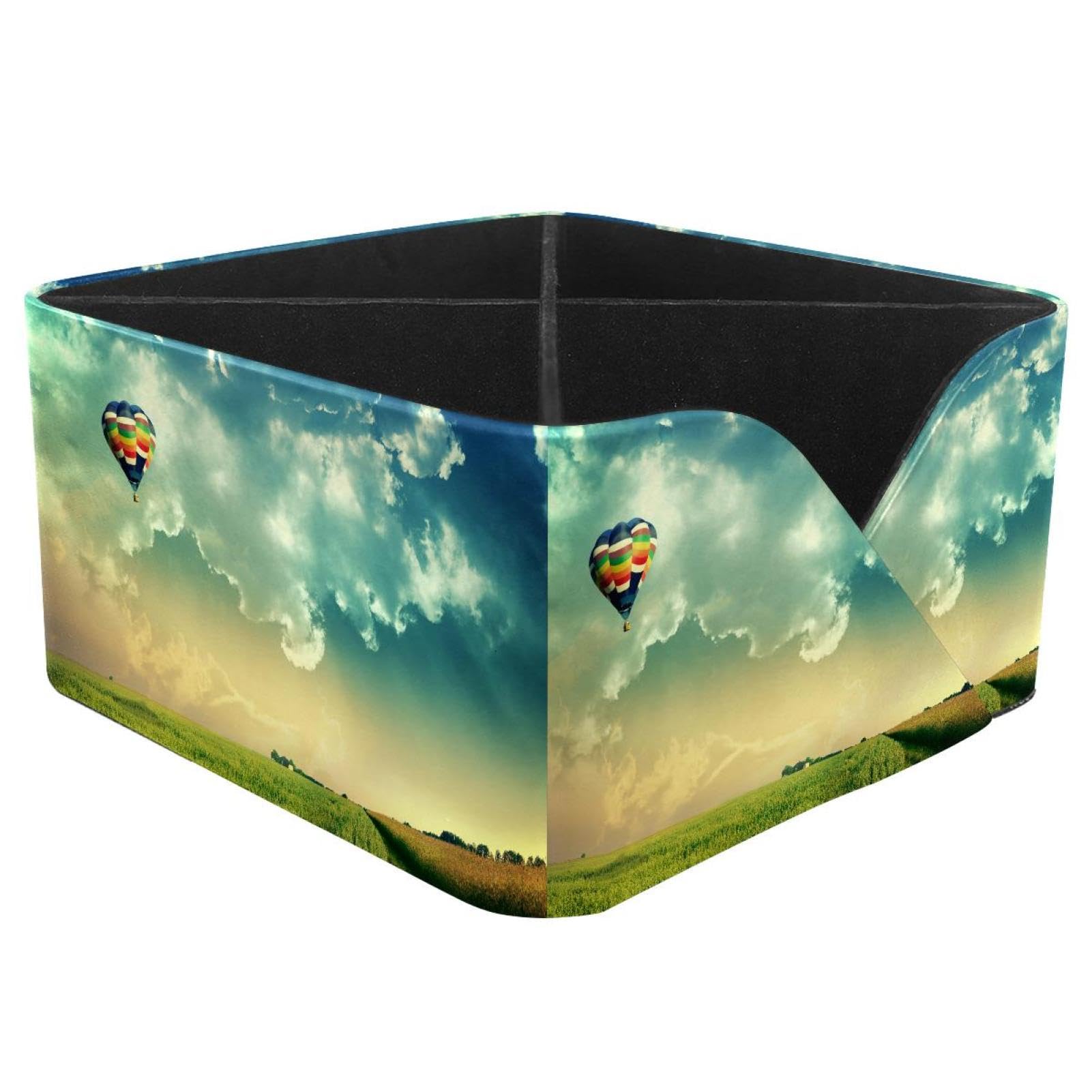 KengjuTesu Hot Air Balloon Desktop Organizer Pen Holder, Rectangular Pencil Cup for Office, Study and Makeup Stations
