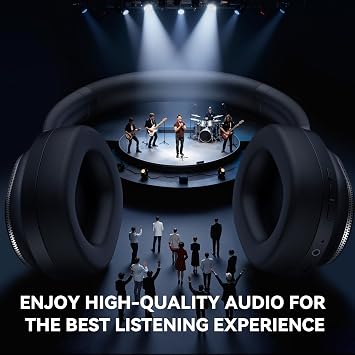 Bluetooth Headphones, Noise Cancelling Headphones Wireless Over Ear -Black