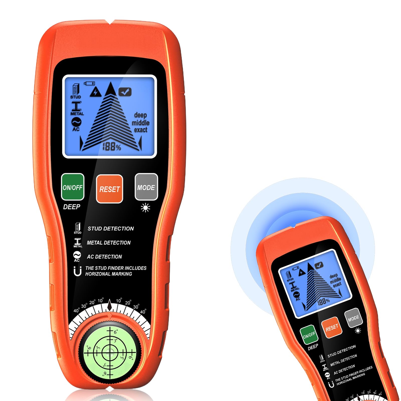 Détecteur Mural 7 en 1, Détecteur de Métaux et de Câbles avec Écran LCD, Appareil de Détection de Matériaux pour Bois, Métal, Fils AC, Niveau à Bulle, Scanner Mural de Construction