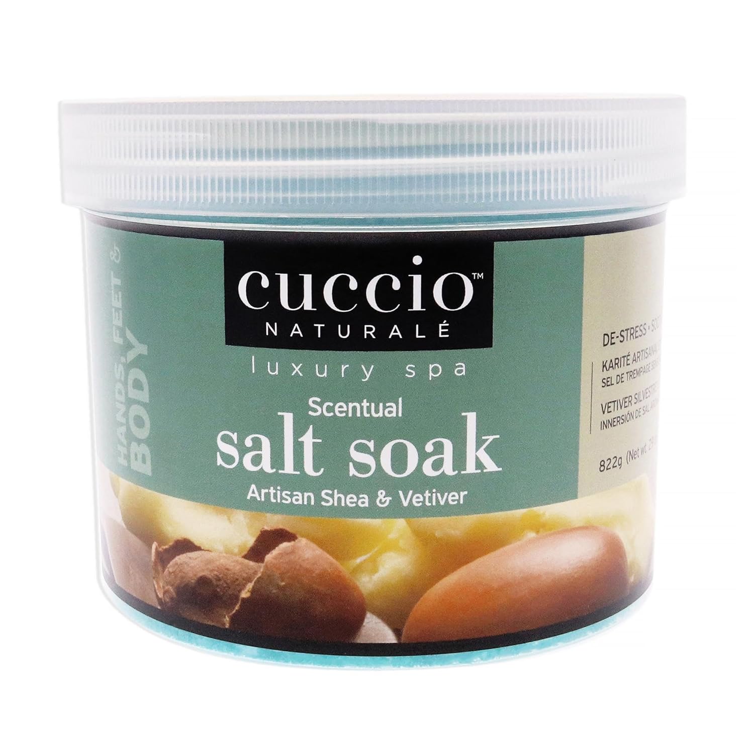 Cuccio Naturale Scentual Salt Soak – Invigorating Salts With An Irresistible Scent – Rejuvenate And Soothe Tired Feet – Softens And Leaves The Skin Fresh And Clean – Artisan Shea And Vetiver – 29 Oz