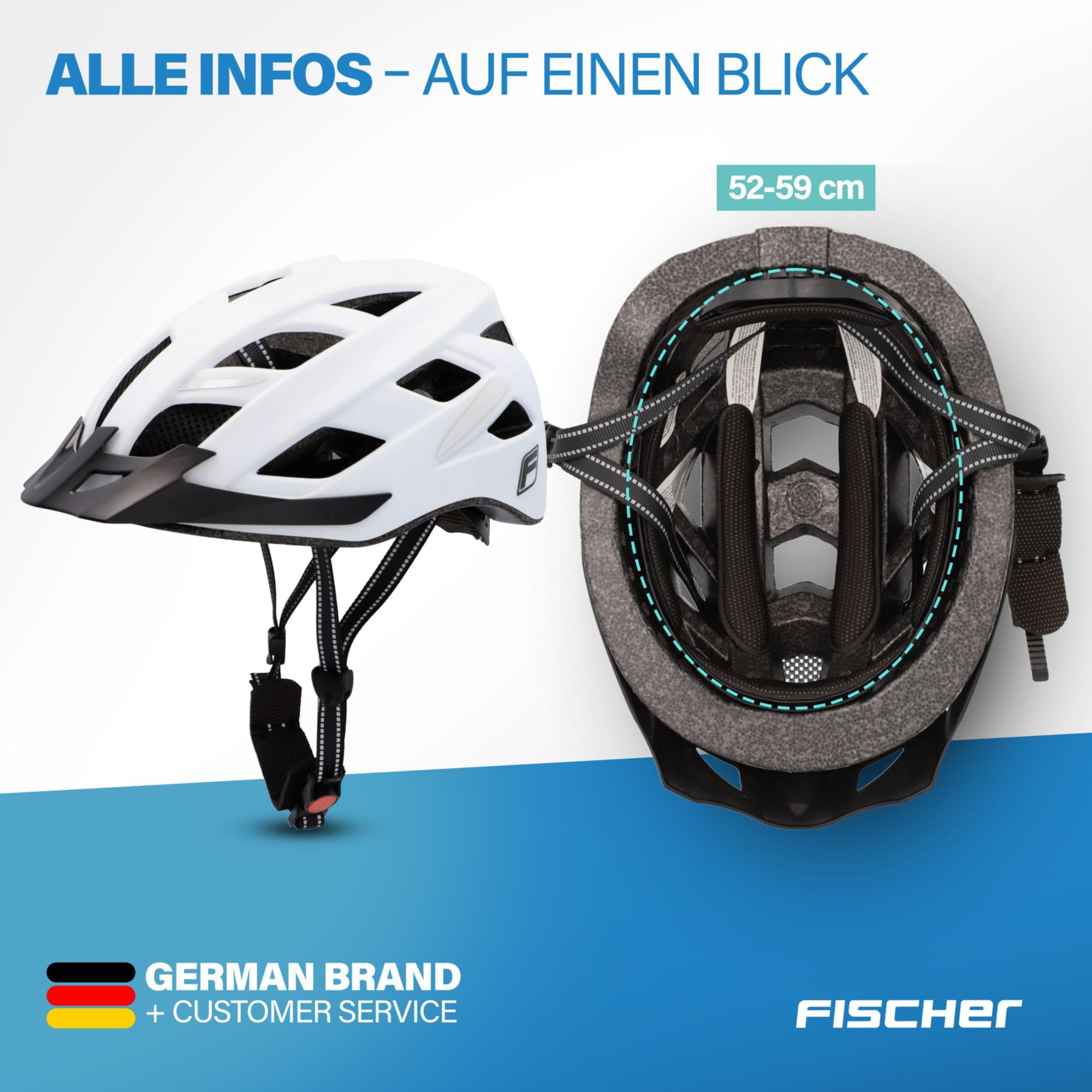 Fischer Casque de vélo Unisexe Urban Plus, Blanc, S/M, 52-59 cm