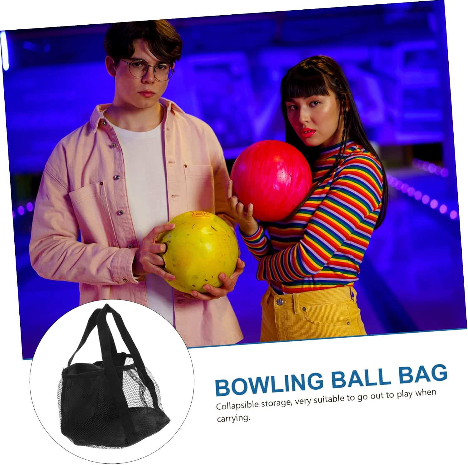Hemoton Large Single Bowling Ball Tote Bag Mesh Design and Handle Practical Storage for Men's Outdoor Bowling Accessories