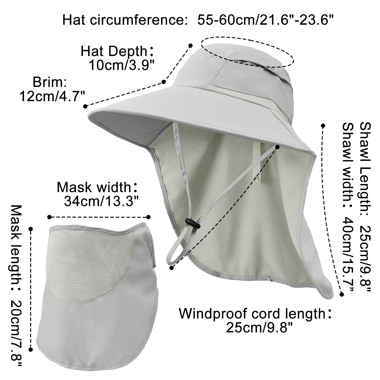 Rosoz Chapeau de pêcheur UPF 50+ - Vêtement safari - Pour homme - Amovible - Bord large - Chapeau de randonnée - Chapeau de pêche pour homme et femme - 3