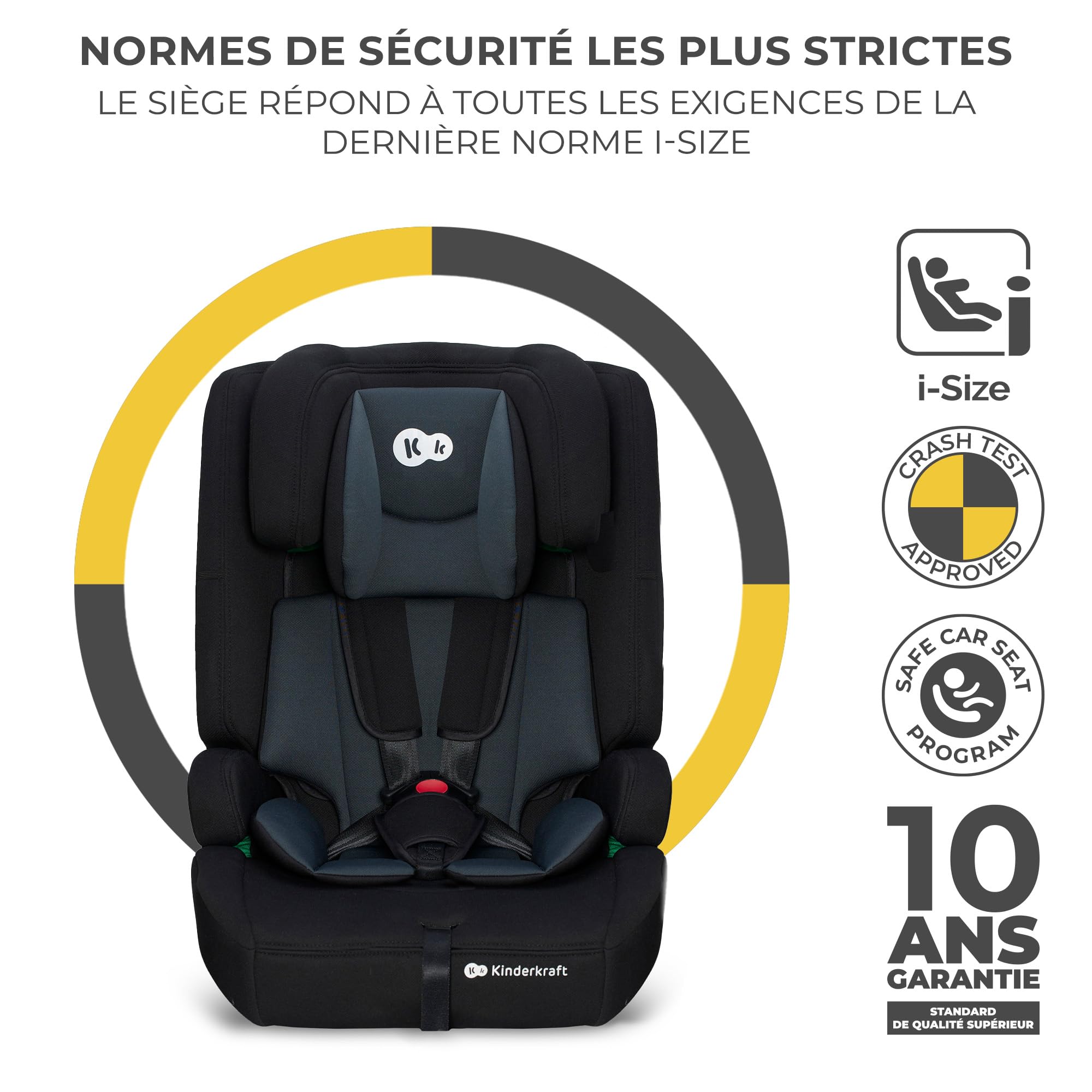 Kinderkraft SAFETY-FIX2 I-SIZE 76-150 cm Fotelik samochodowy Isofix 9-36 kg Noir