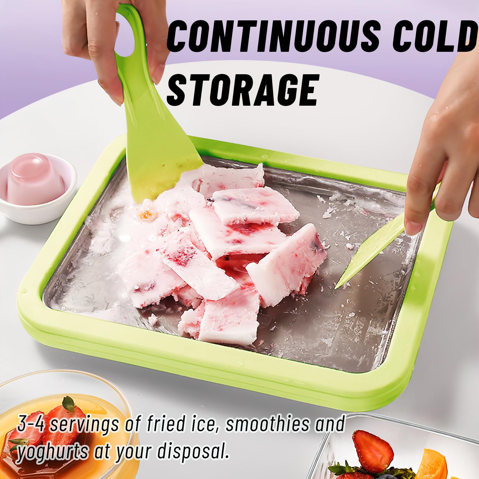 ACTOYS Fabricantes de Helados, Heladera Instantánea con 2 Espátulas, Ice Cream Rolls Maker Machine, Maquina Helado Frito para Sorbete, Yogurt Congelado, Gelato (Verde)