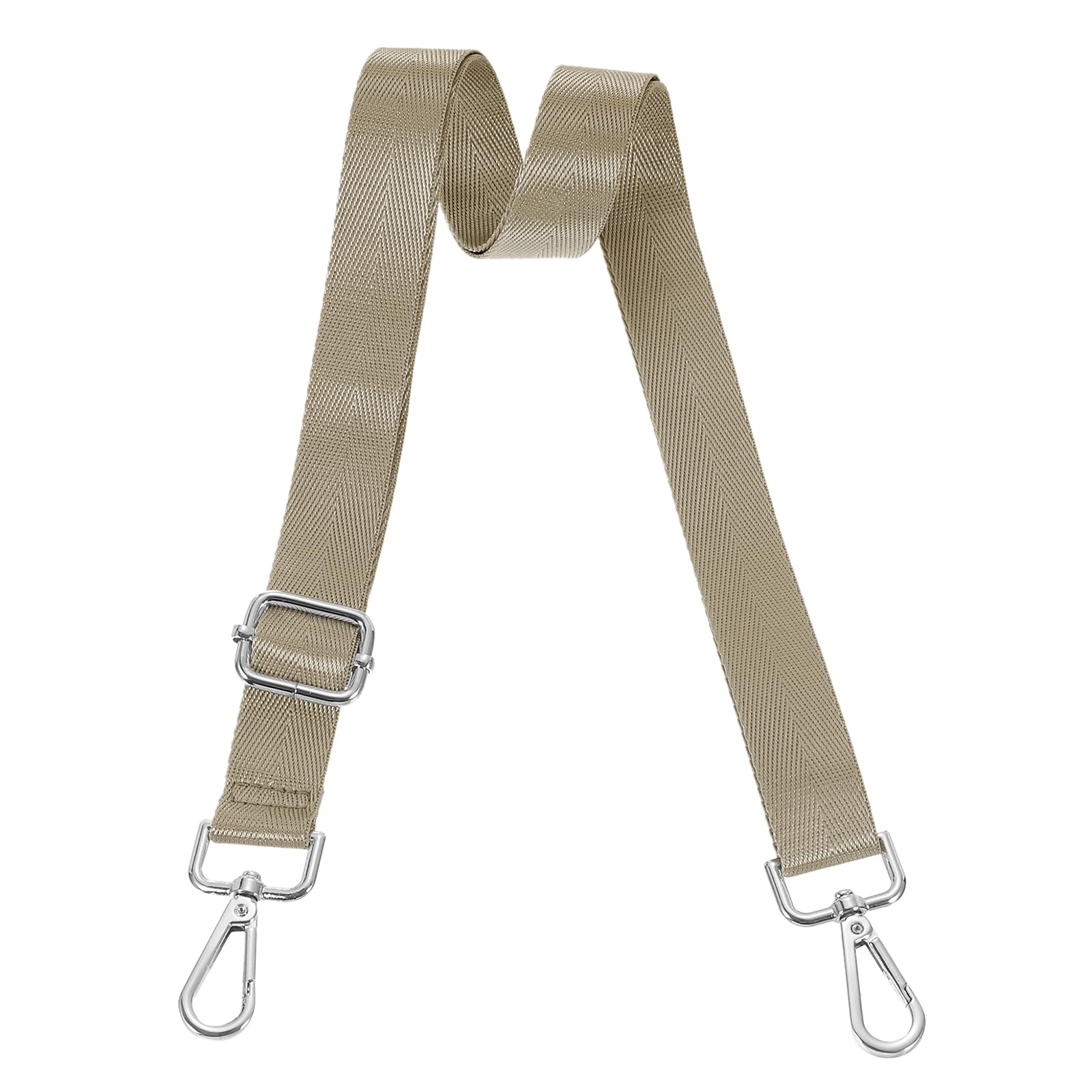 uxcell Wide Shoulder Strap, 2.5cm Adjustable Purse Strap Replacement Crossbody Strap for Shoulder Bag Handbag, Khaki, Silver Pull Core Buckle