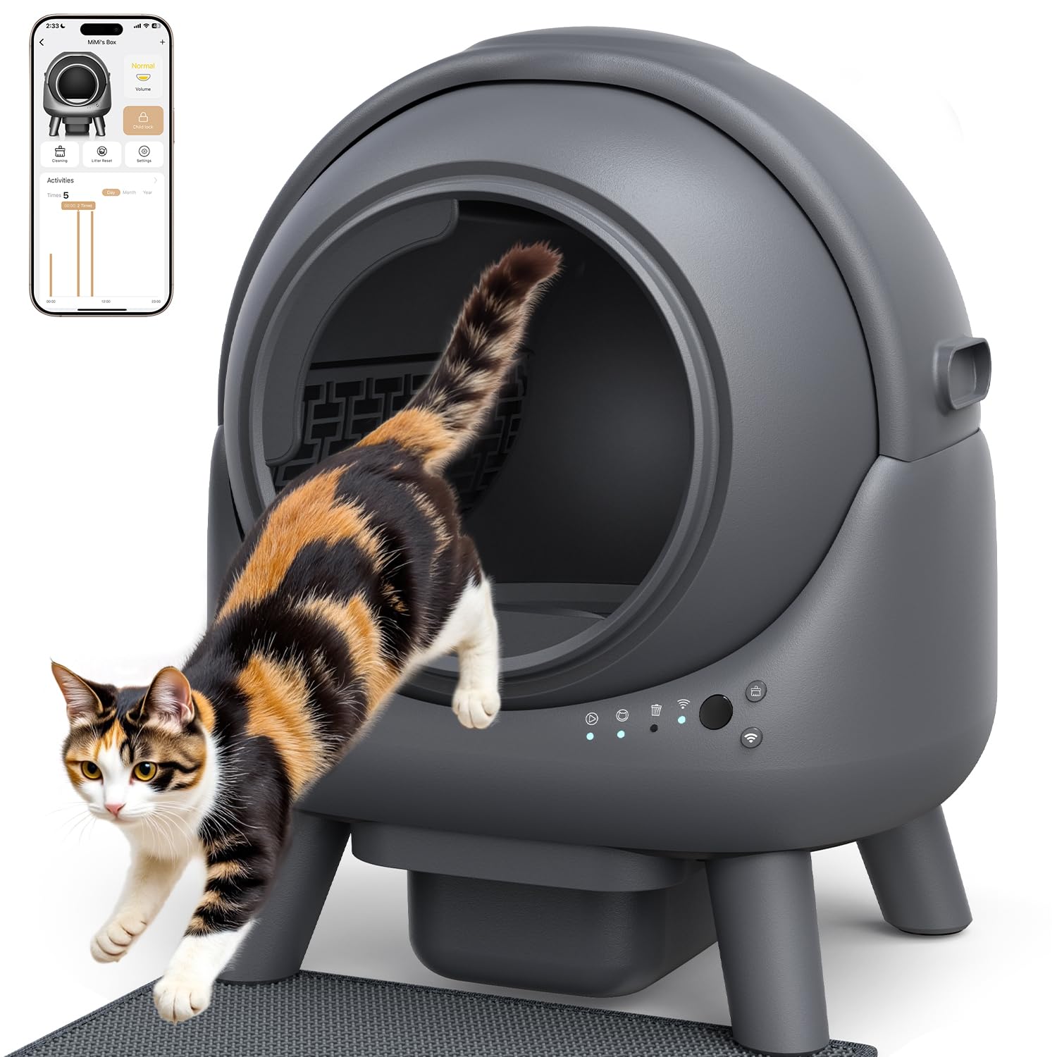 Lettiera Gatto Autopulente FEELNEEDY Lettiera Automatica Per Gatti, Anti.Trappola/Triplo Anti-Odore/Sicurezza/Controllo Da APP/Facile Da Pulire e Montare, Grande 65L ldeale per Multi Gatti