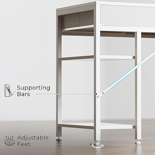 Miniatura 9 de Huuger Escritorio para computadora con 6 cajones, escritorio de oficina de 54 pulgadas con estantes, escritorio reversible para juegos, escritorio