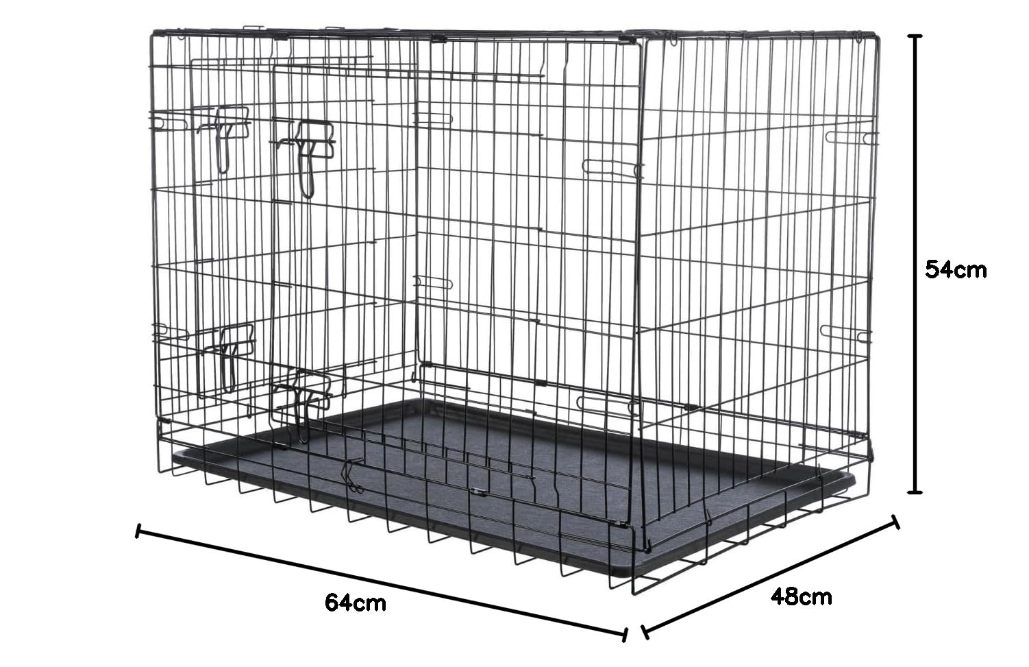TRIXIE Box per cani Home nero – S: 64 × 54 × 48 cm – Gabbia pieghevole per cani con 2 ante e chiusure sicure, scatola per il trasporto zincata con base stabile per casa e in viaggio – 39301