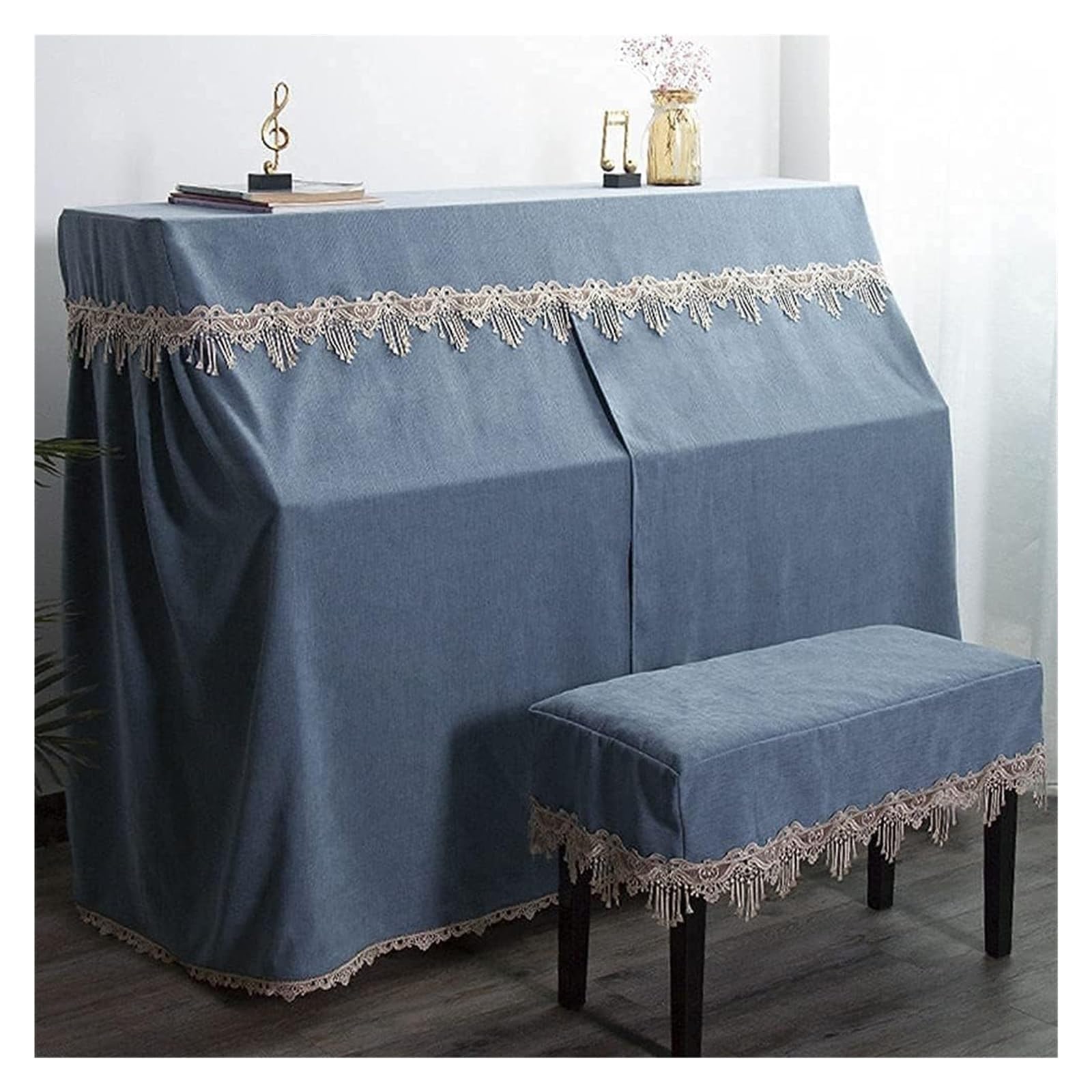 Copertura superiore per pianoforte verticale, spessa, a prova di sedia (blu, doppia copertura)