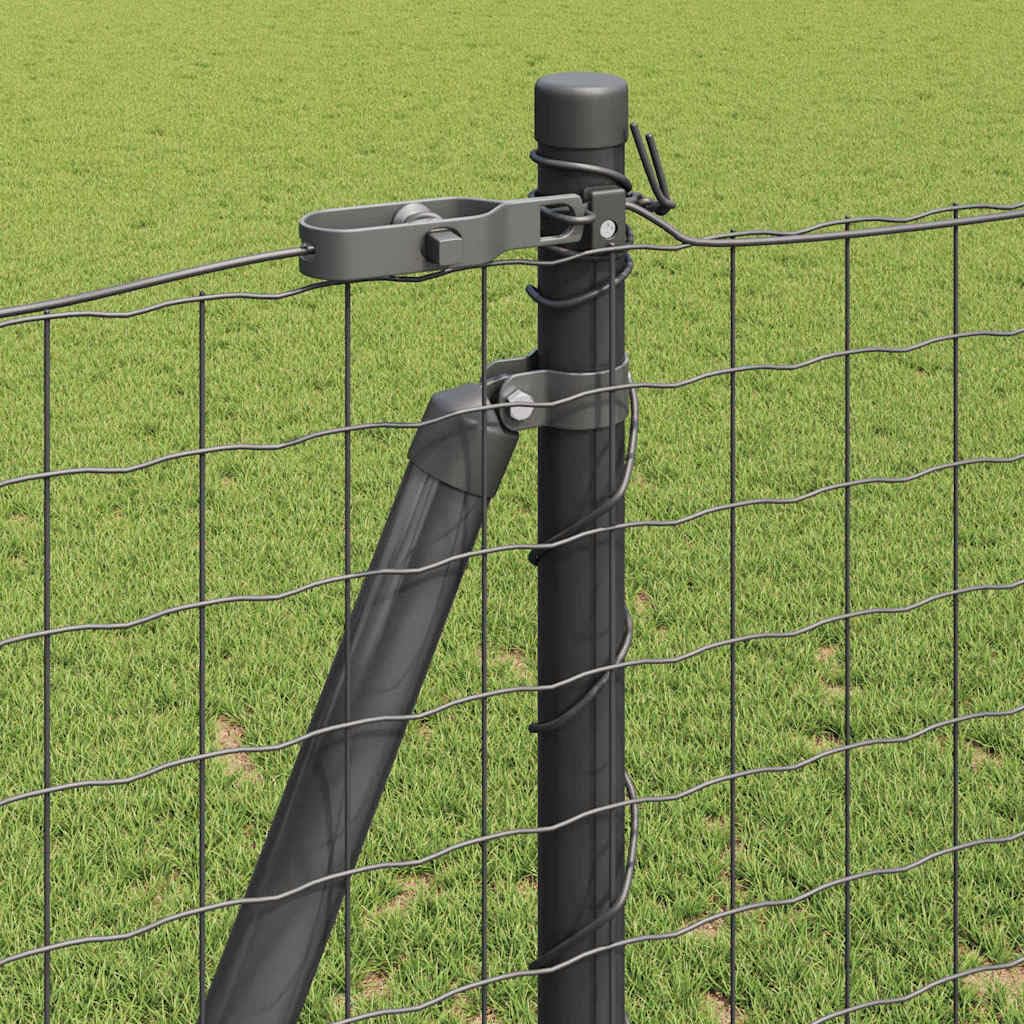 Postes de valla para hormigón, de acero con recubrimiento en polvo, 3,2 x 150 cm, juego de 26 unidades, color gris, para jardín, terraza, parcela como soporte estable, resistente a la