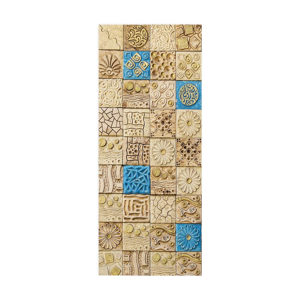 Papier Peint Porte Trompe l'Oeil 95x215 cm en PVC Autocollant Texture Vintage
