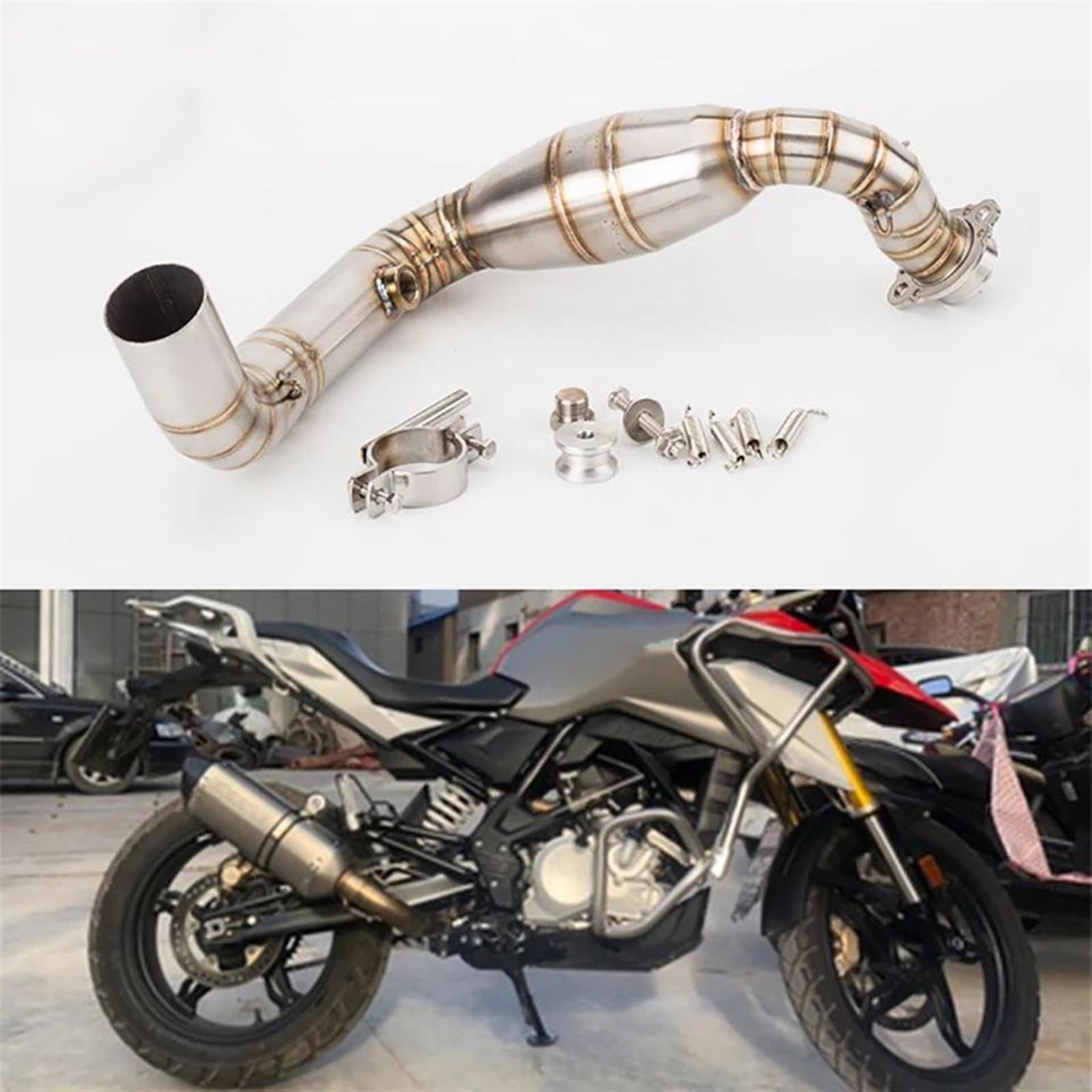 piezas de escape Tubo Intermedio Tubo Delantero De Motocicleta Silenciador Tubo Modificado Para B&MW G310GS G310R G310 Silenciador De Escape De Acero Inoxidable