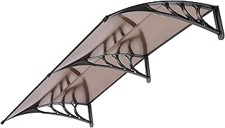 VIVOHOME Polycarbonate Window Door Awning Spliced Canopy Brown with Blac...