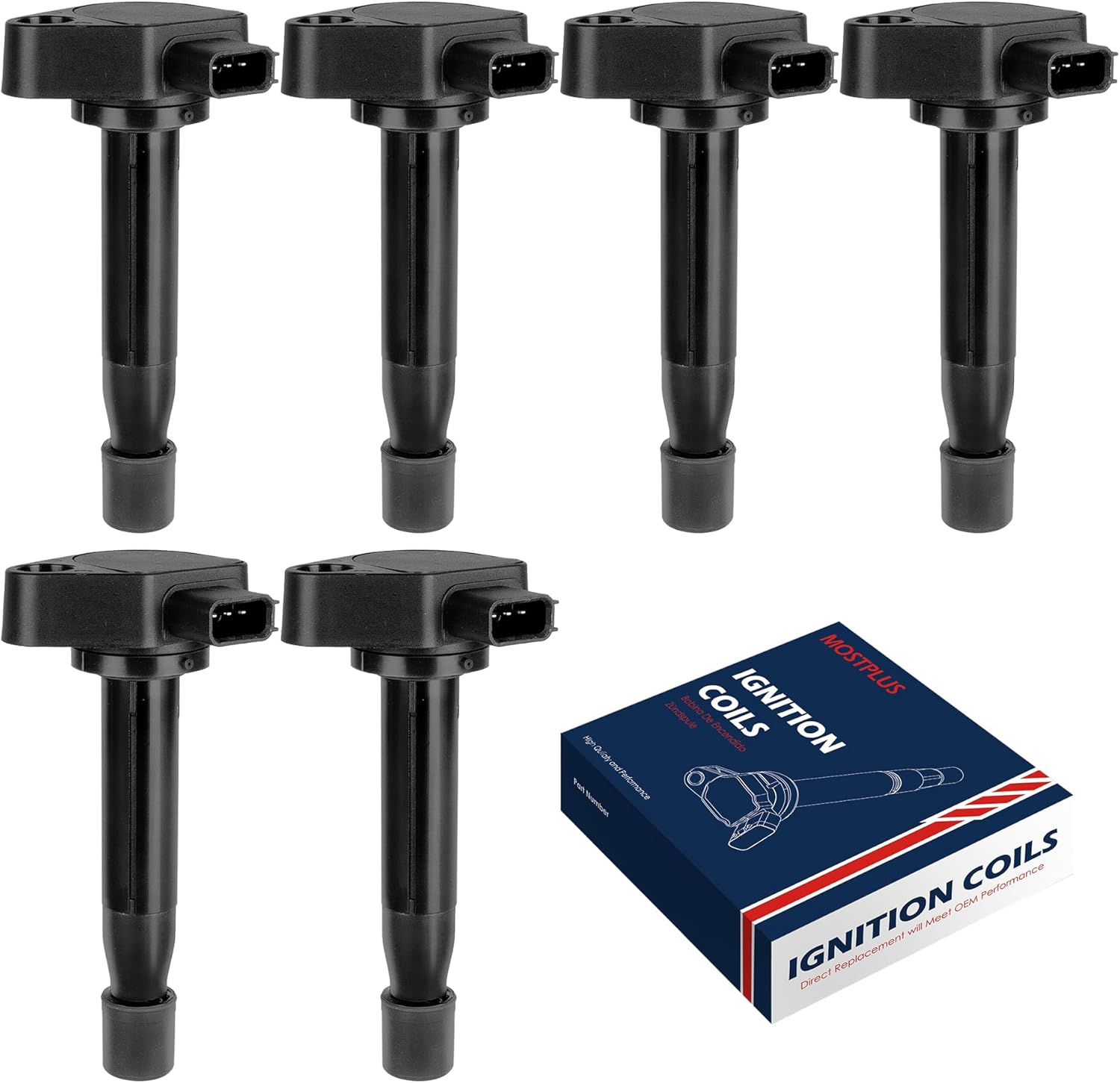 MOSTPLUS 90919-02247 UF242 C1221 Ignition Coils Set of 6 Compatible with Honda Accord Odyssey Acura MDX TL RL Vue 3.0L 3.2L 3.5L V6