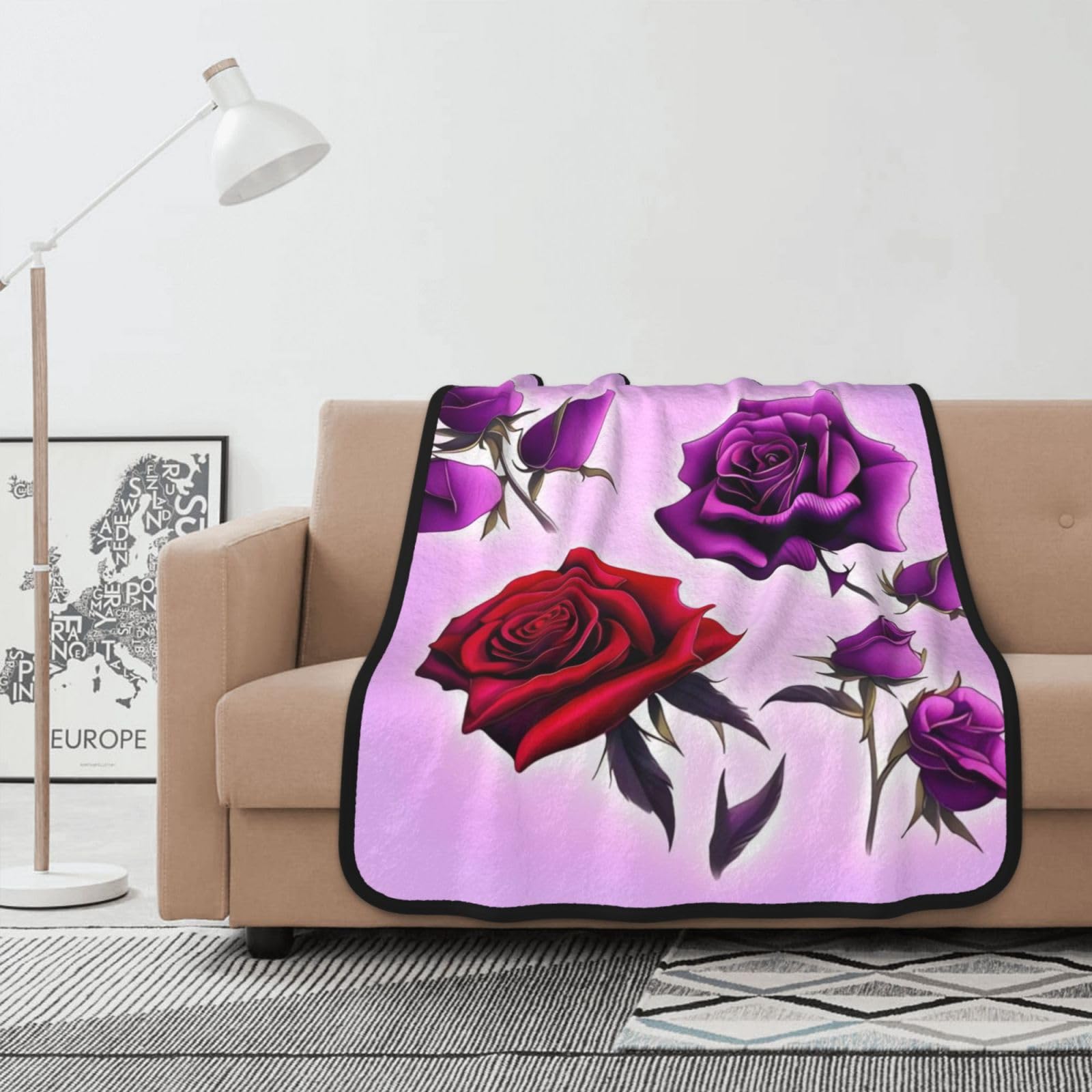 Couverture polaire imprimé floral plaid doux lit fauteuil