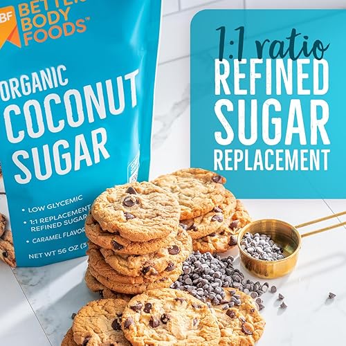 Miniatura 3 de BetterBody Foods Azúcar de coco orgánico, sin gluten, sin OMG, sustituto de azúcar de bajo índice glucémico, 3.5 libras, 56 onzas