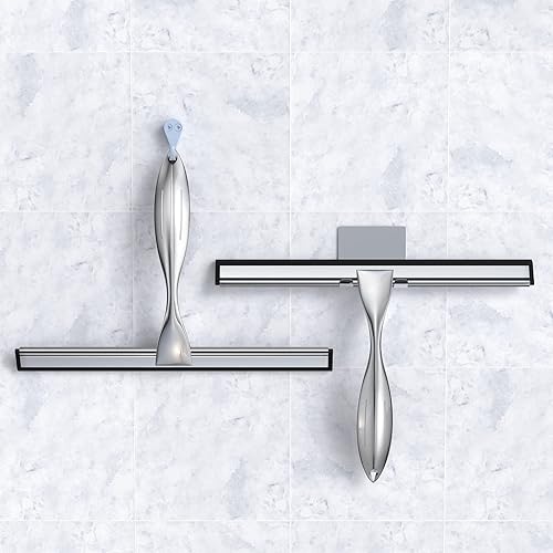 Miniatura 6 de Juego de escobilla de ducha de acero inoxidable de 10 pulgadas para baño, puertas de ducha, espejos, azulejos y ventanas de coche, 100% libre de