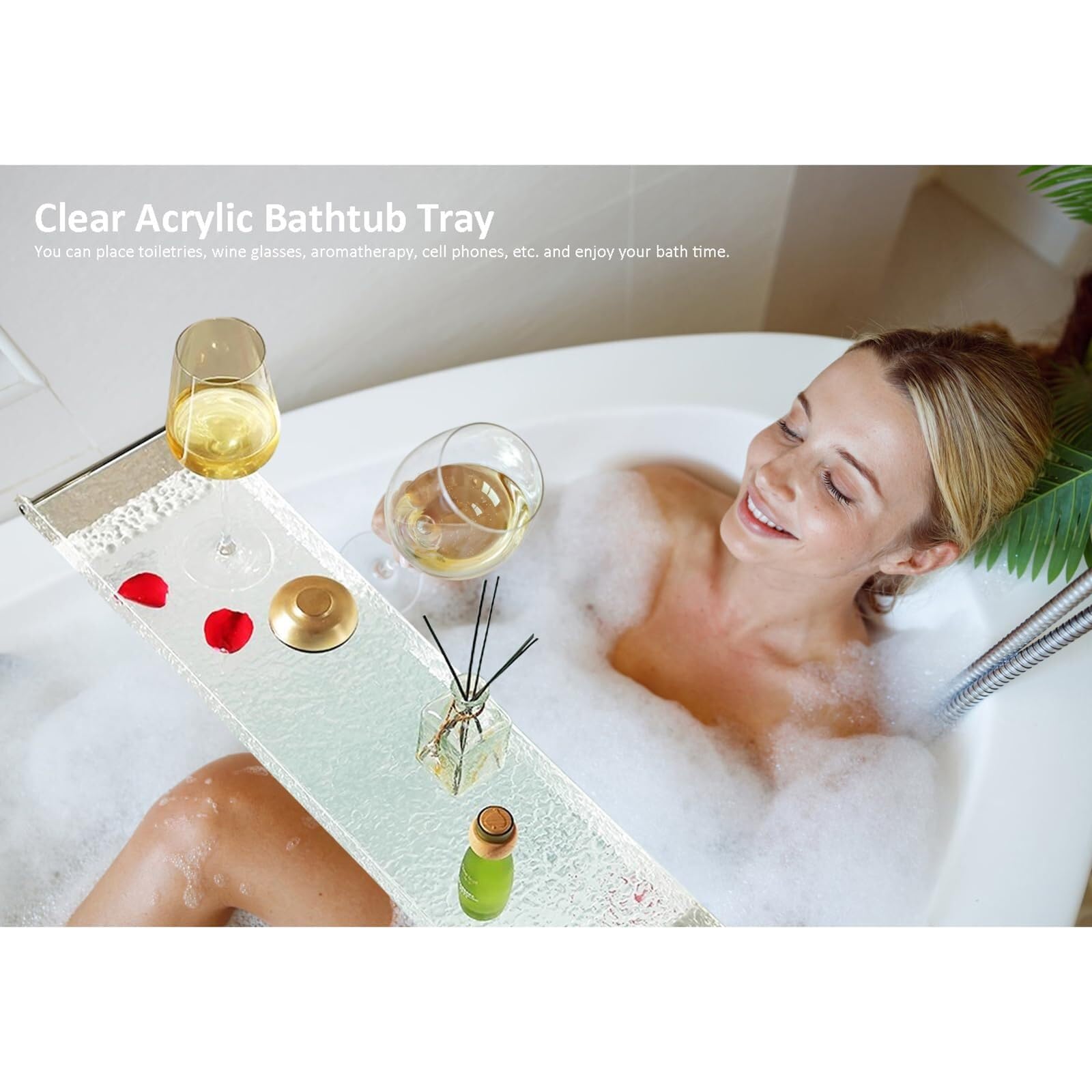 Bandejas para bañera, (es:Bandeja de acrílico para bañera con Asas de Metal, Bandeja Transparente para bañera, Estante para bañera, Mesa de Lujo para bañera de SPA, Bandeja Impermeable par