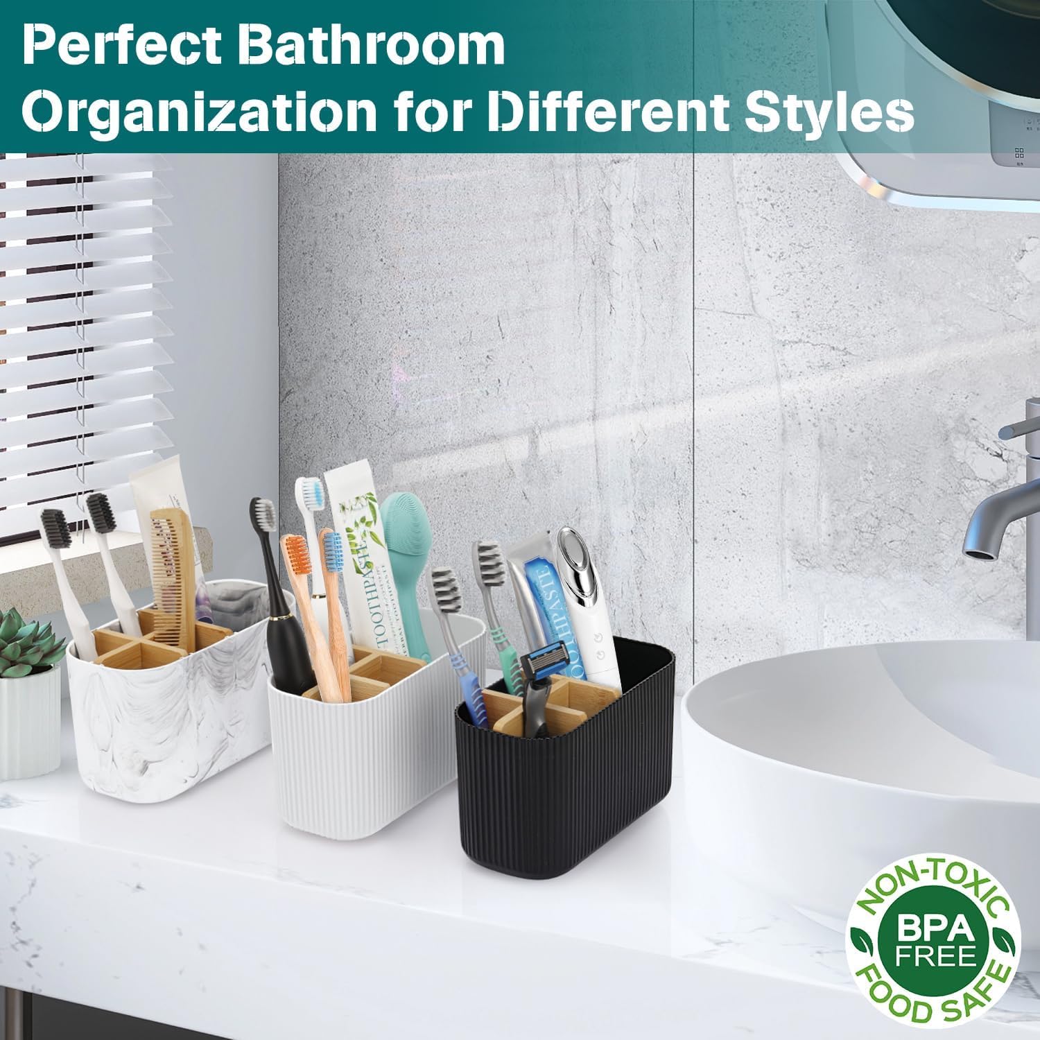 5 Slots Bamboo Toothbrush Holder E382952