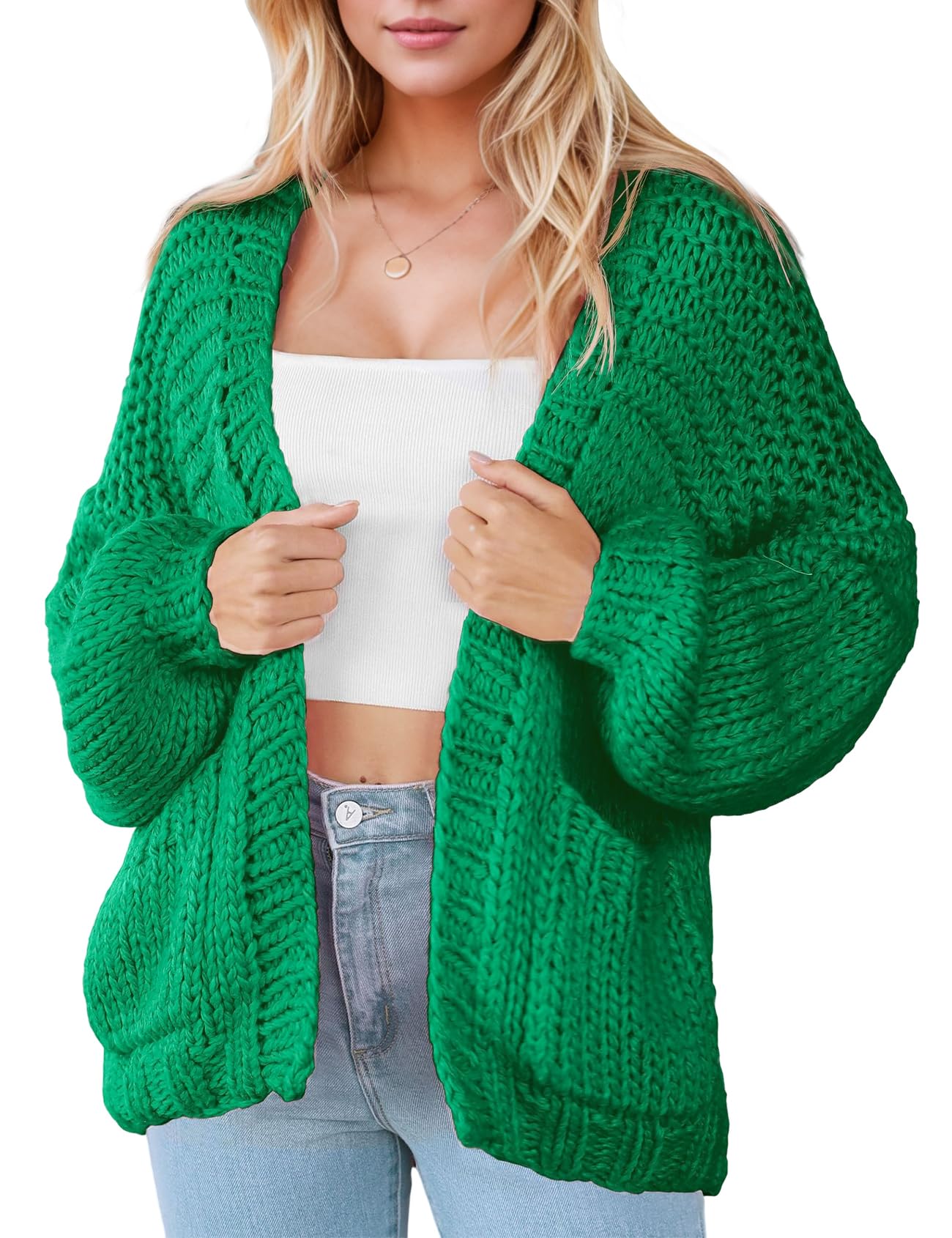 Wyeysyt Womens Chunky Cardigan Sweaters Long Sleeve Open Front Oversized Cable Knit Sweaters Trendy Outerwear Coats