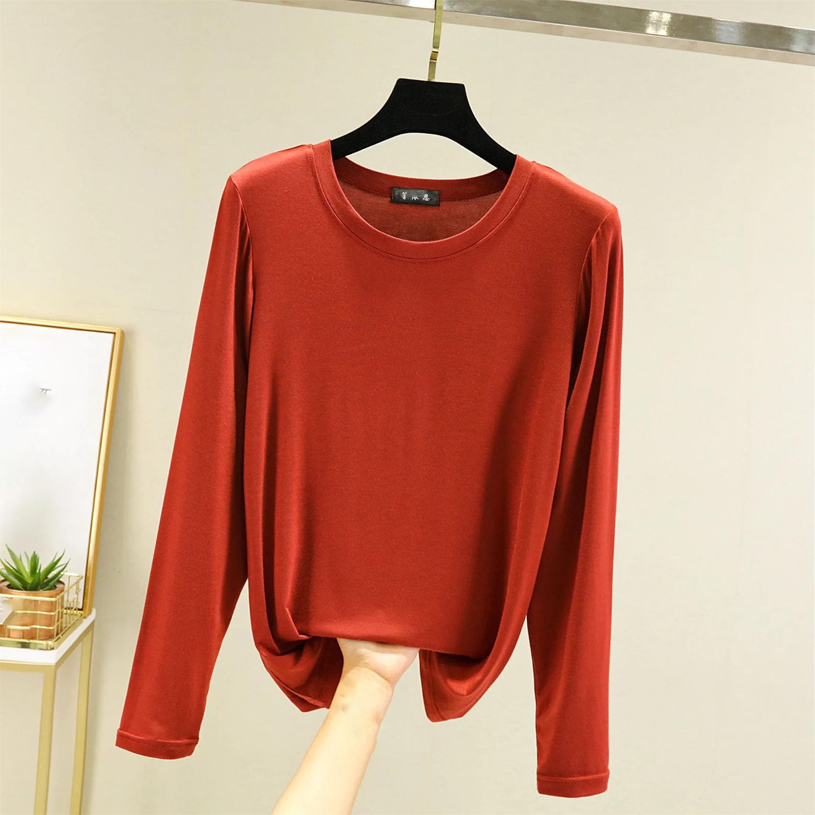 Girocollo Bottoming Camicia Maniche Lunghe Donna Slim Fit T-Shirt Abbigliamento Casa T-Shirt Top