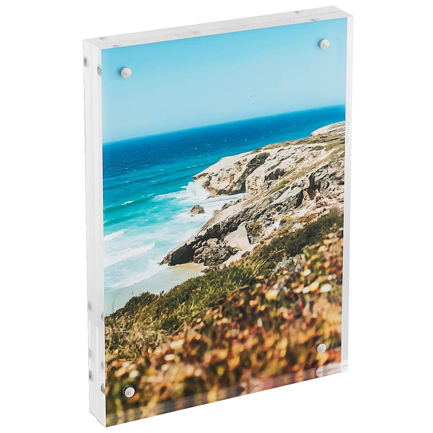 Cadre photo magnétique en verre acrylique 10 x 15 cm Transparent