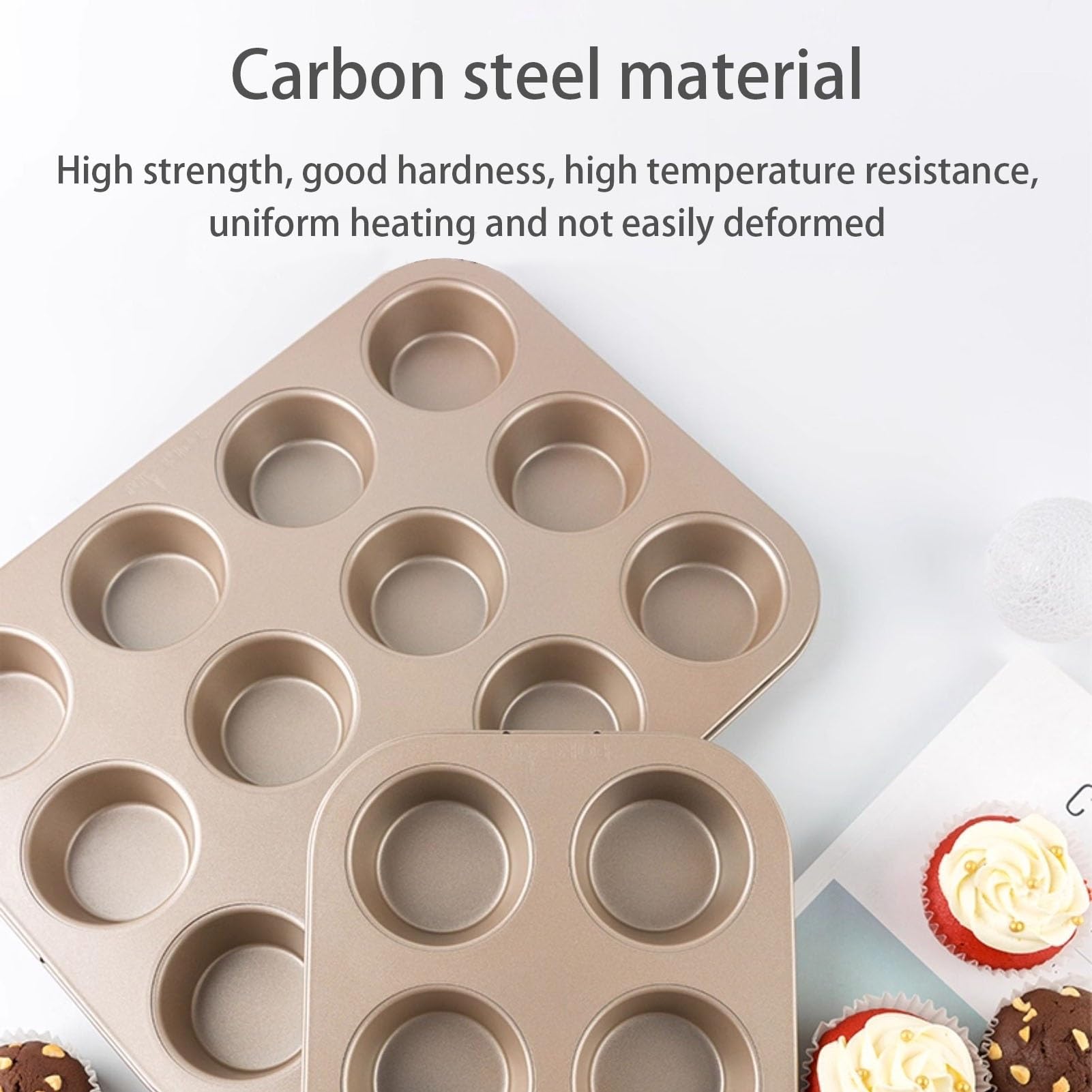 Molde Magdalenas Horno De Cocina Creativos Bandeja Para Hornear Brownie De Acero Al Carbono Resistentes Bandeja Para Hornear Brownie(White paper cups*100,9 grids)
