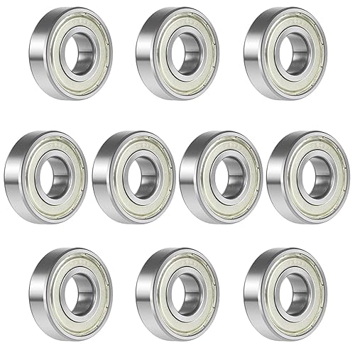 Paquete de 10 rodamientos de doble sello de metal 6203ZZ 0.669x1.575x0.472in, rendimiento estable, rentable, rodamientos rígidos de bolas