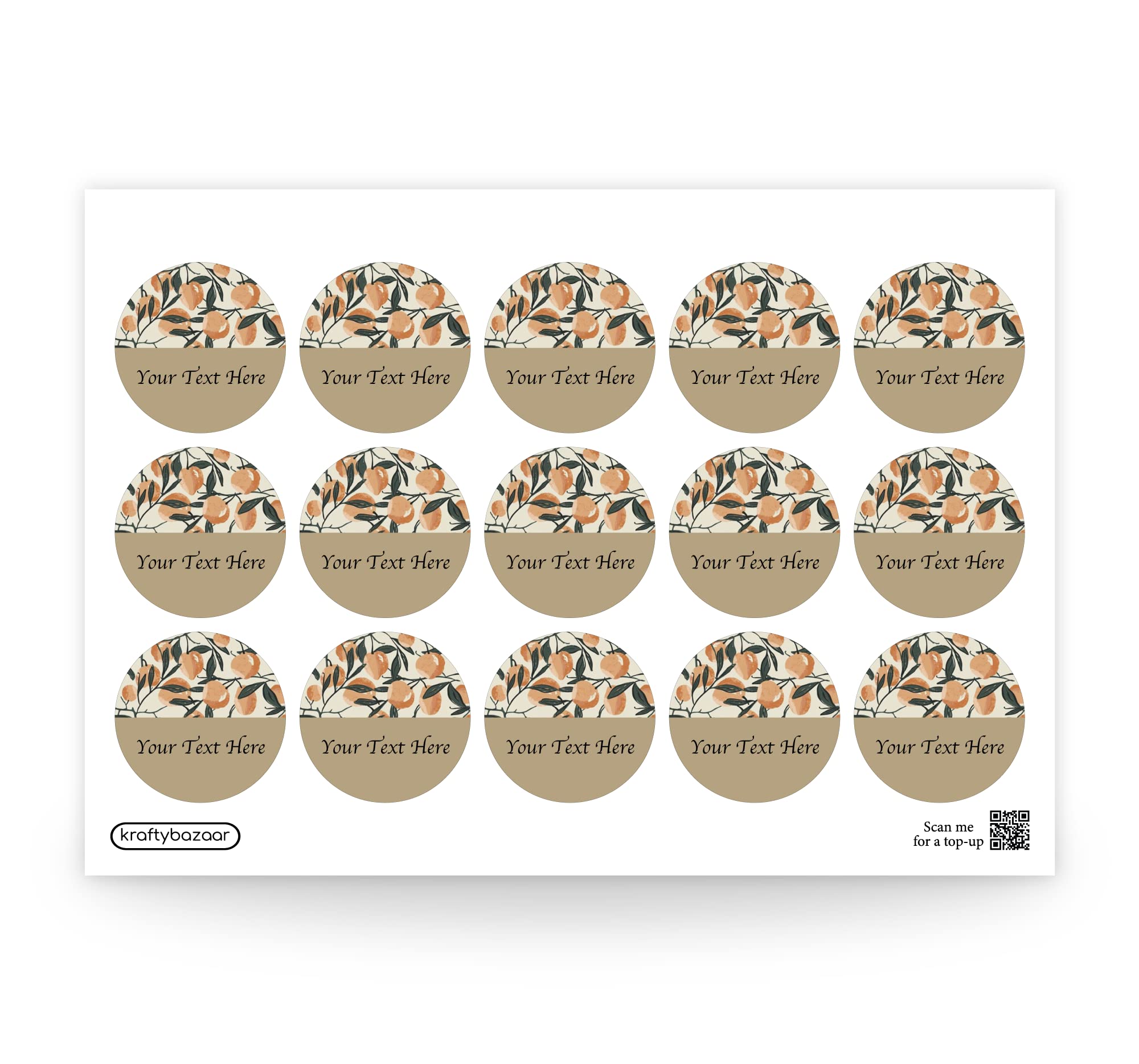 Personalised Clementine Paper Labels, 37mm Self-Adhesive Stickers, Multipack Stationery Craft Decor Labels (Pack of 450 Labels, White)