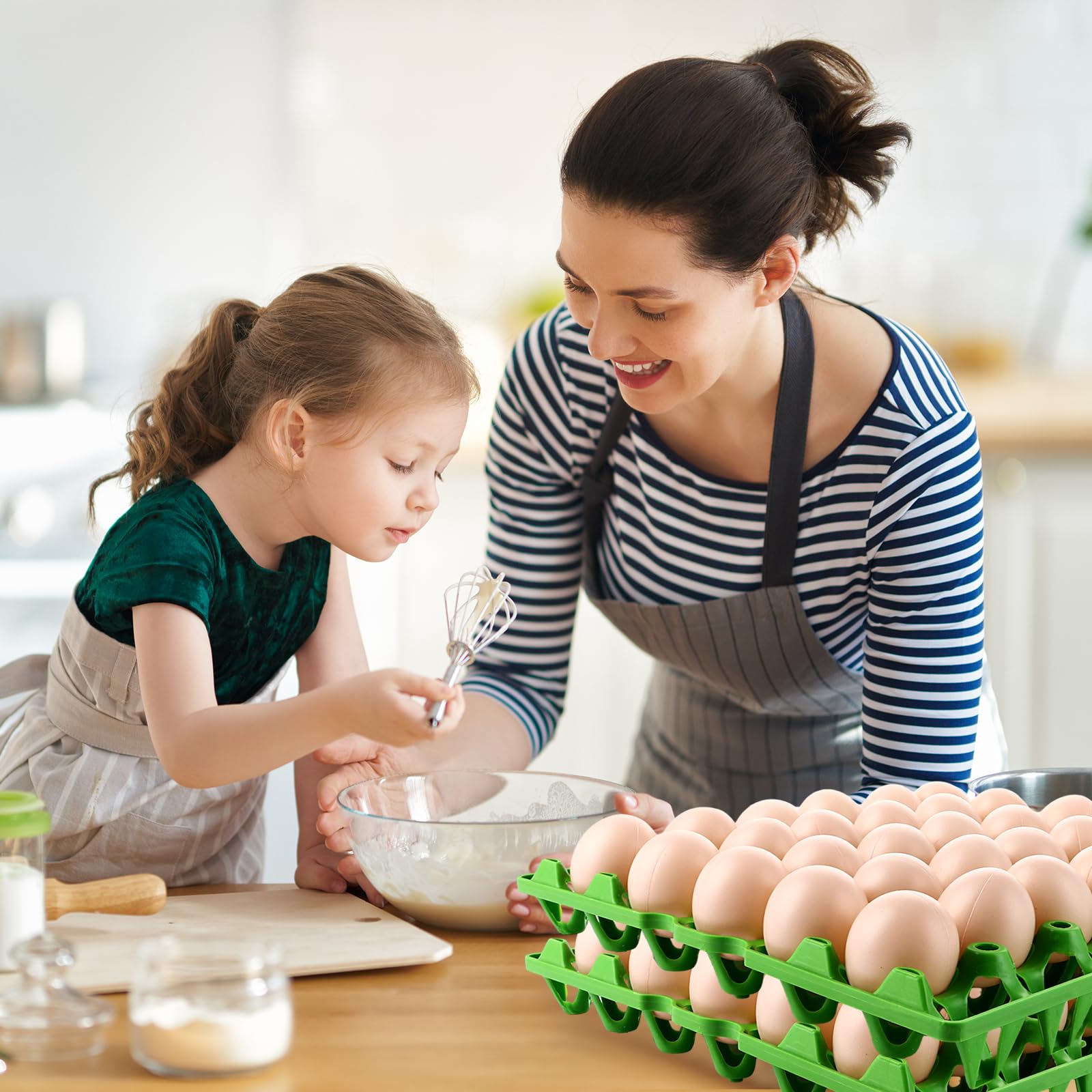 CYEER Lot de 20 Plateaux à Œufs en Plastique Vert, Alvéoles pour 30 Œufs Empilables, Casier Lavable pour Élevage de Poules, Transport et Vente sur Marché (Capacité 600 Œufs)