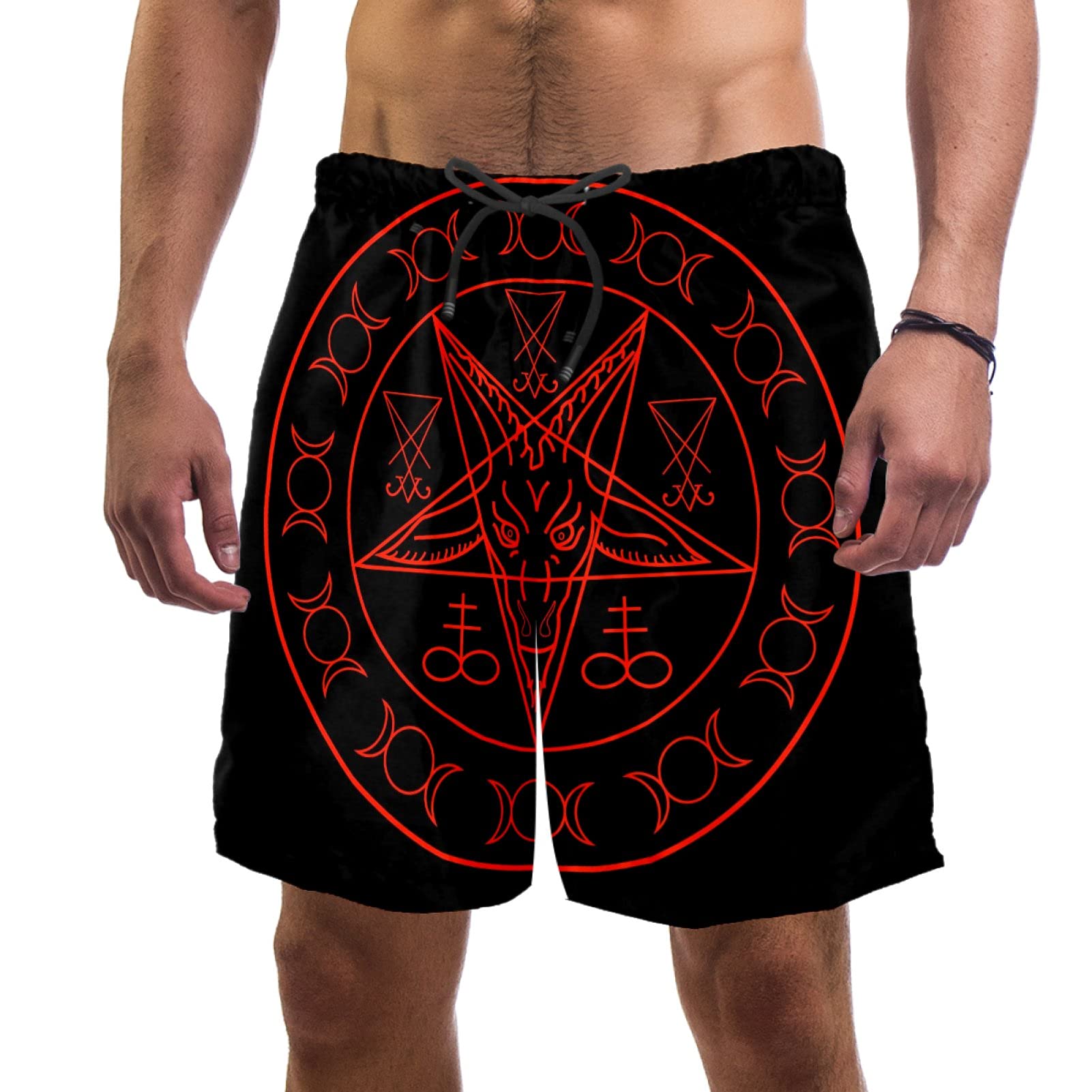 Eslifey Baphomet and Lucifer Swim Trunks Elastic Swimsuit Board Shorts for Men